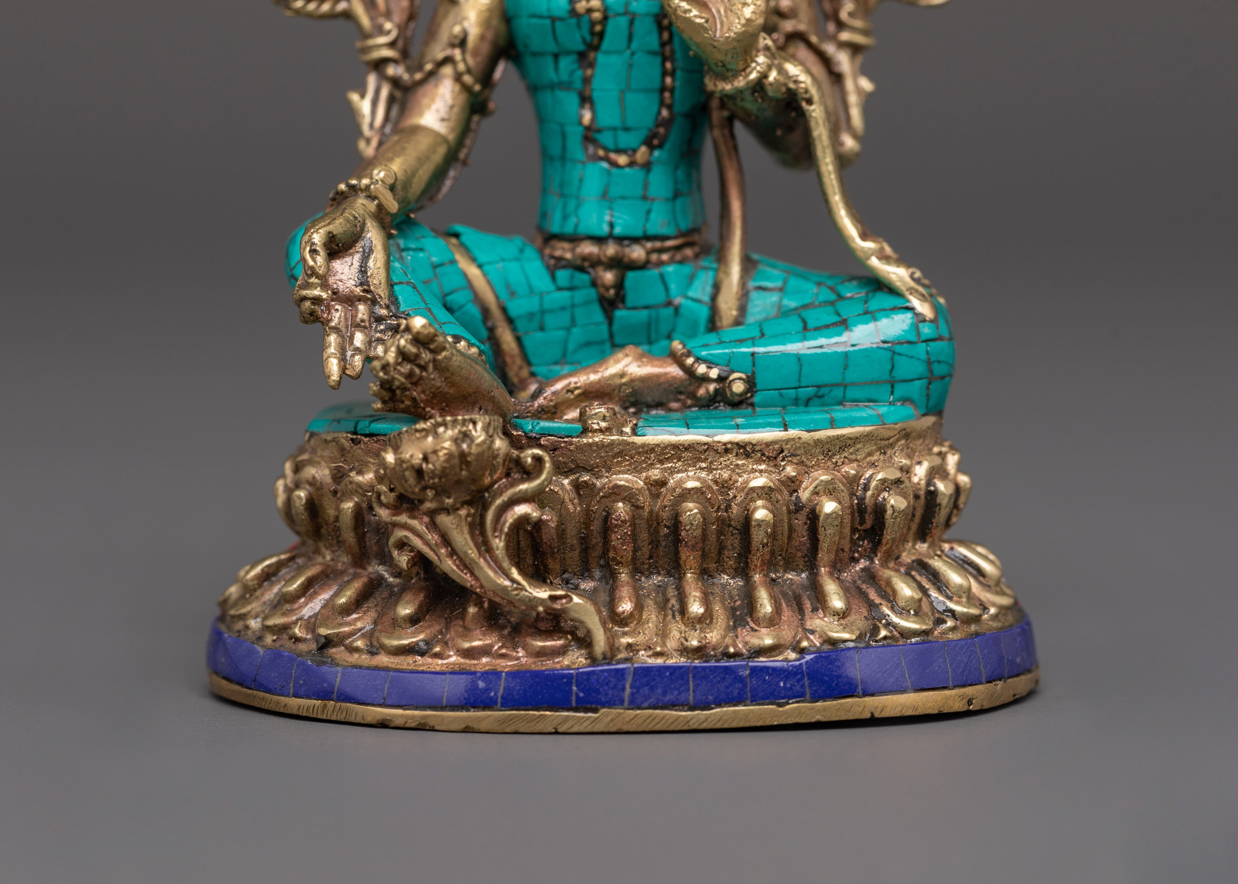 Buddhist Green Tara Brass  Statue | Healing Spiritual Decor