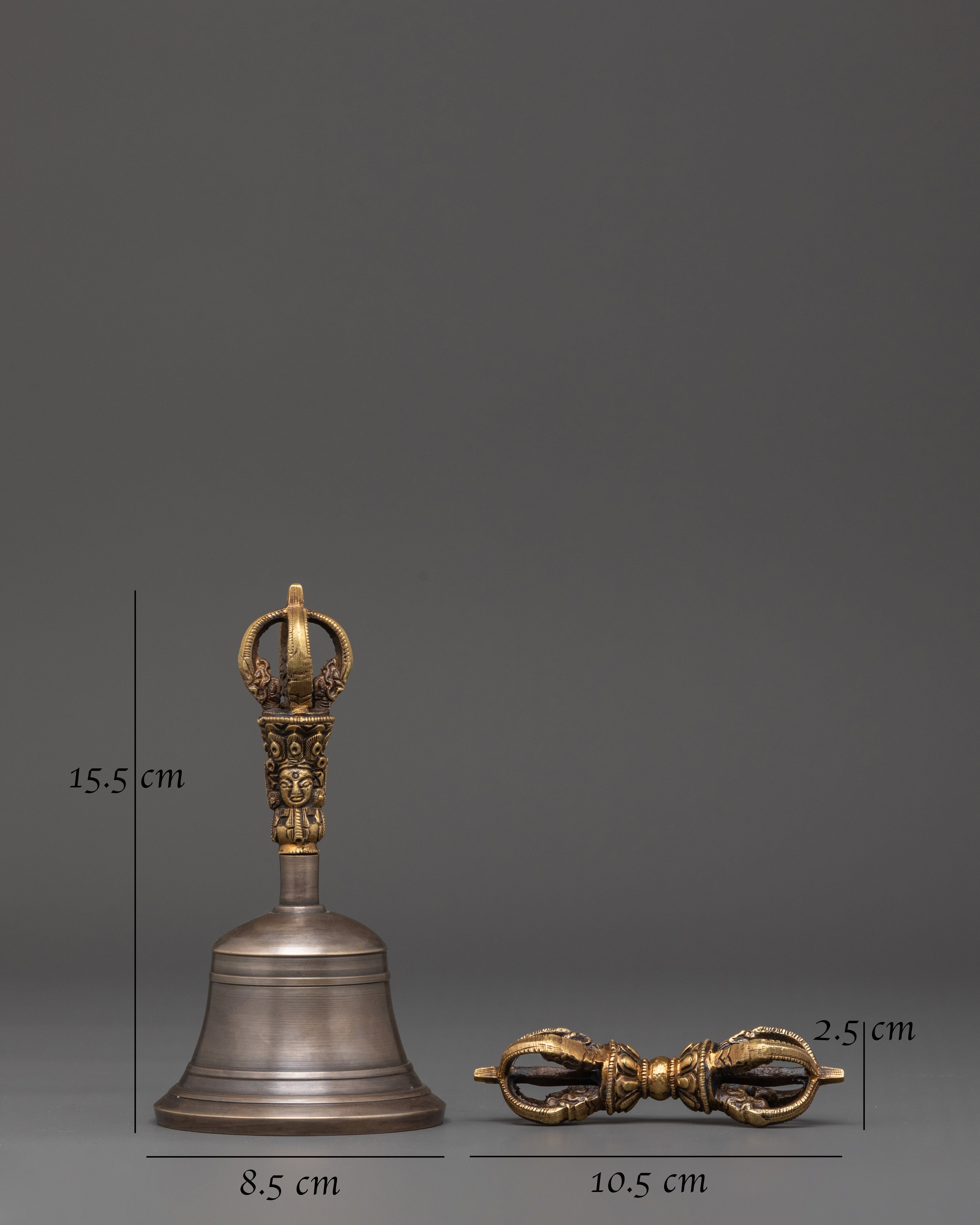 Handcrafted Tibetan Bell and Vajra Set | Copper Ghanta with Brass Dorje