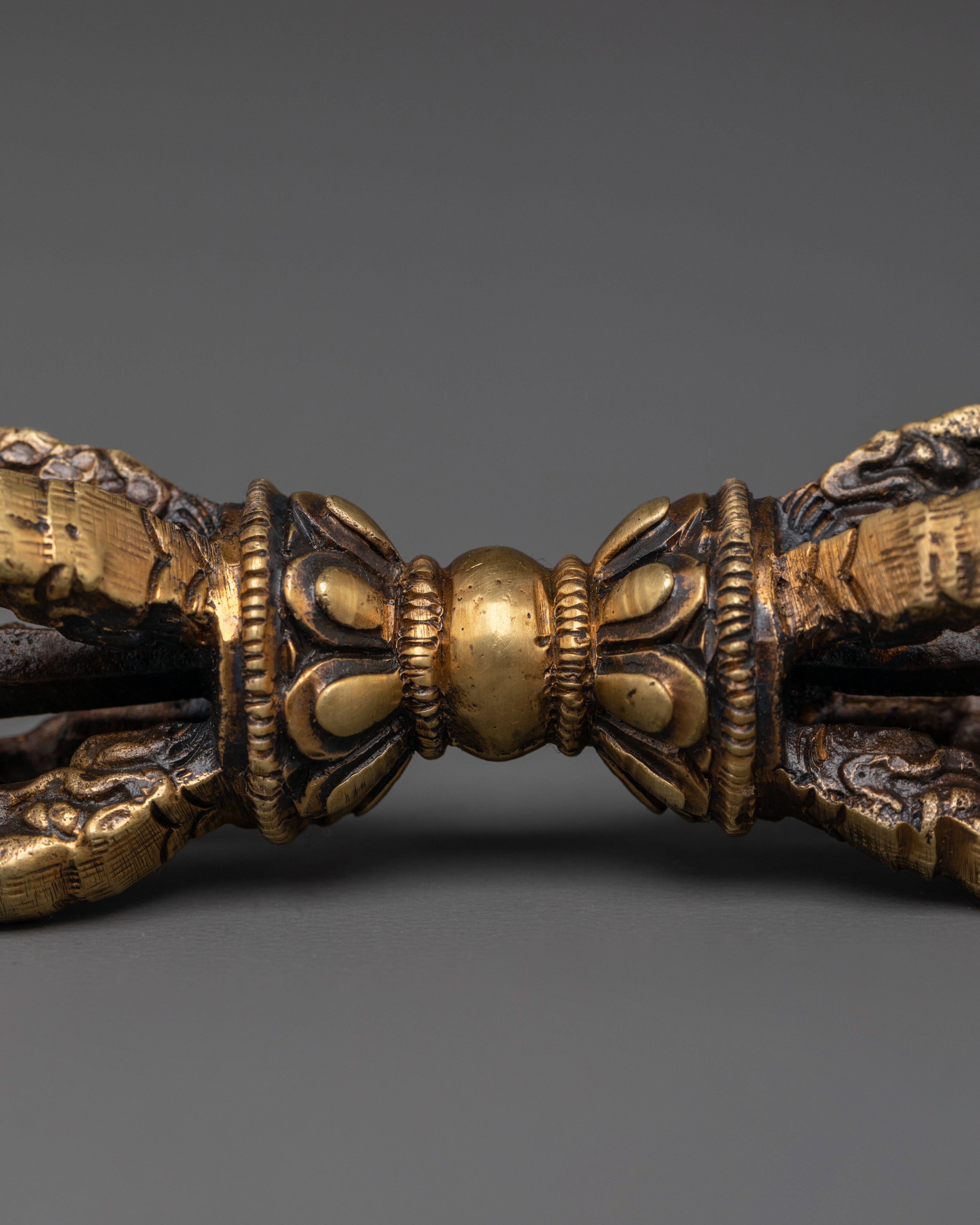Handcrafted Tibetan Bell and Vajra Set | Copper Ghanta with Brass Dorje