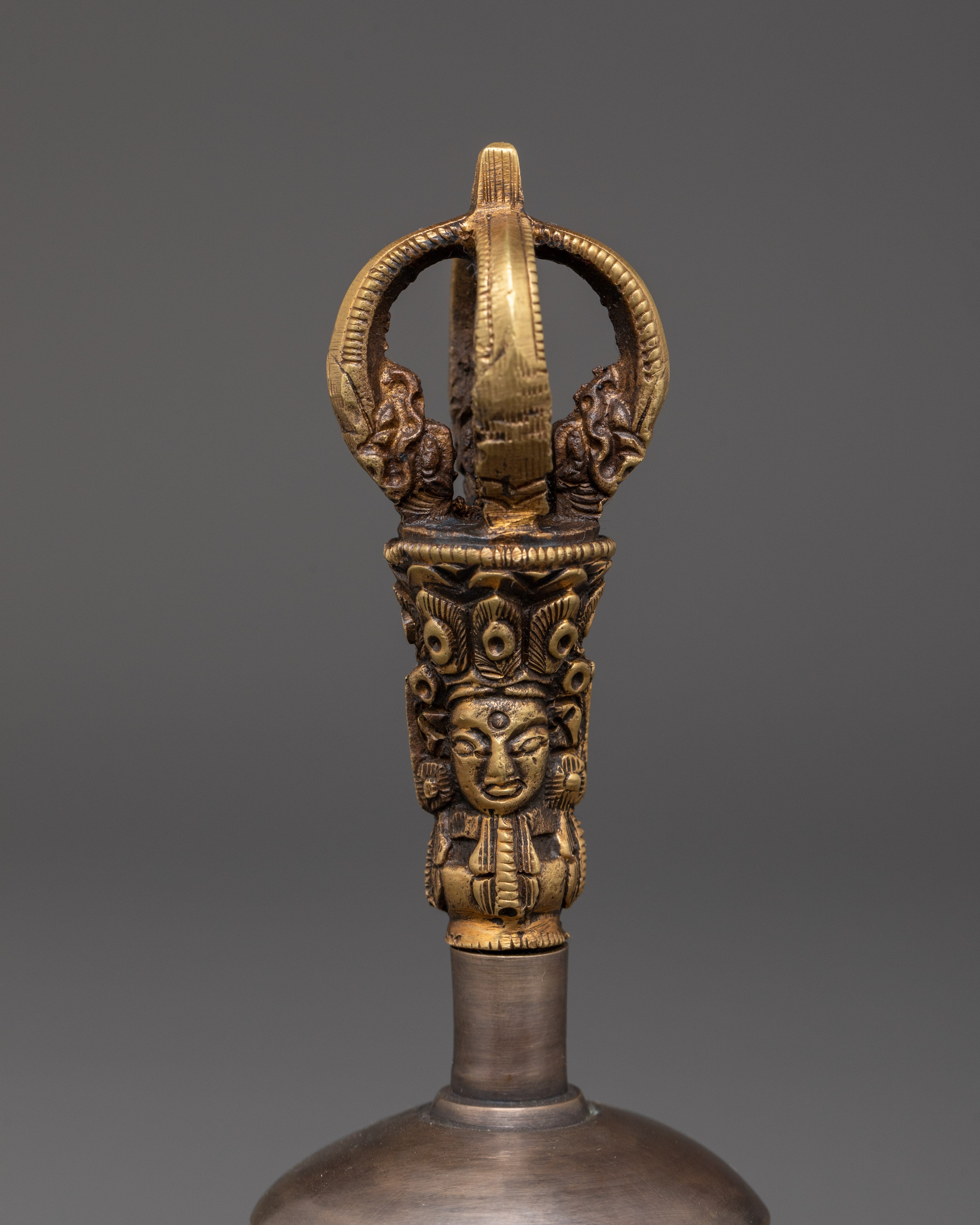 Handcrafted Tibetan Bell and Vajra Set | Copper Ghanta with Brass Dorje