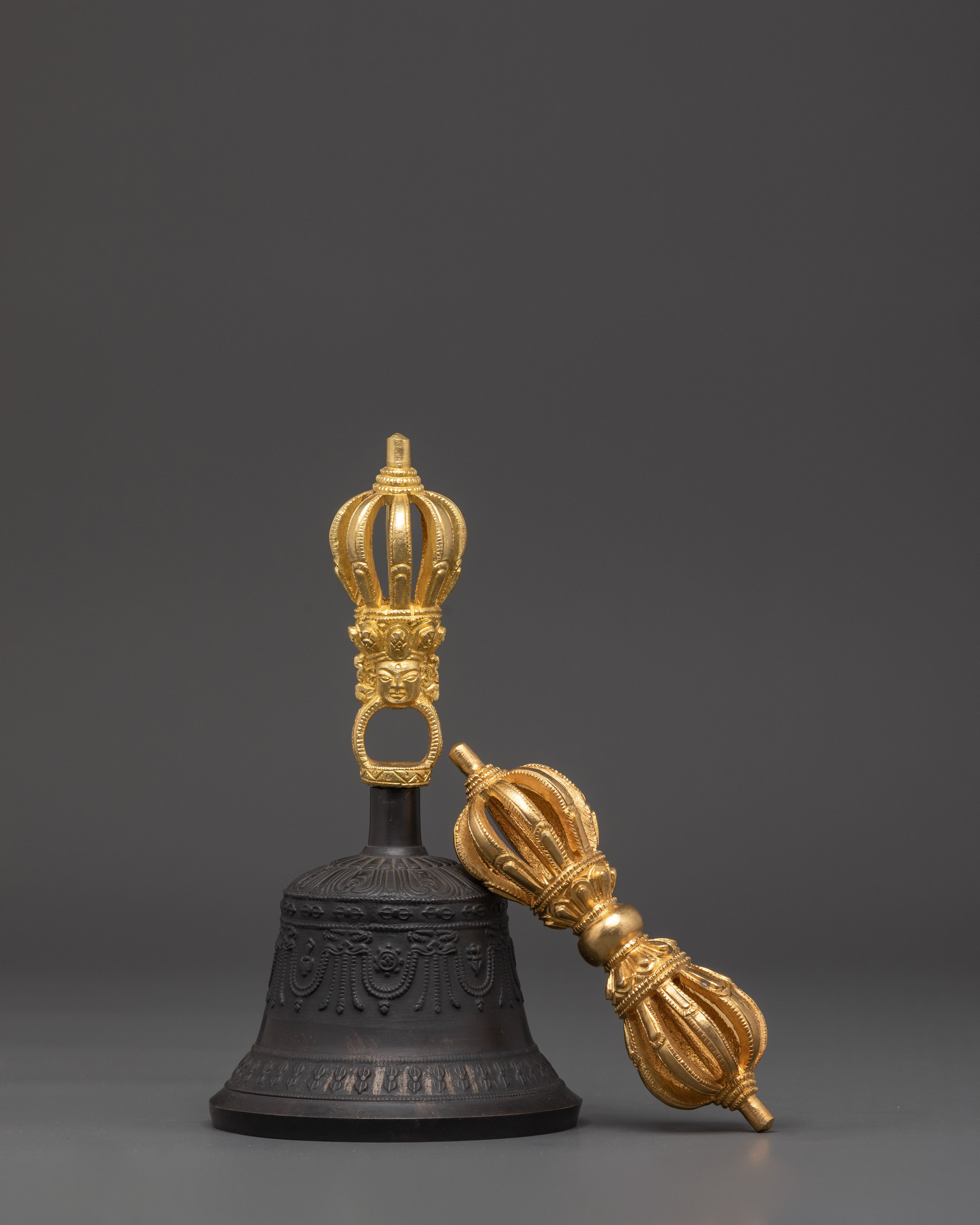 Handcrafted Tibetan Bell and Dorje Set | Brass & Copper Buddhist Ritual Tools