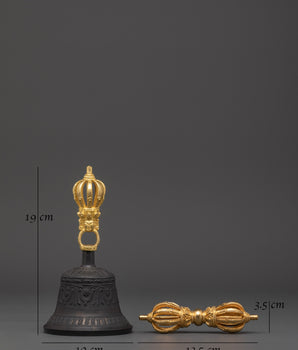 Handcrafted Tibetan Bell and Dorje Set | Brass & Copper Buddhist Ritual Tools