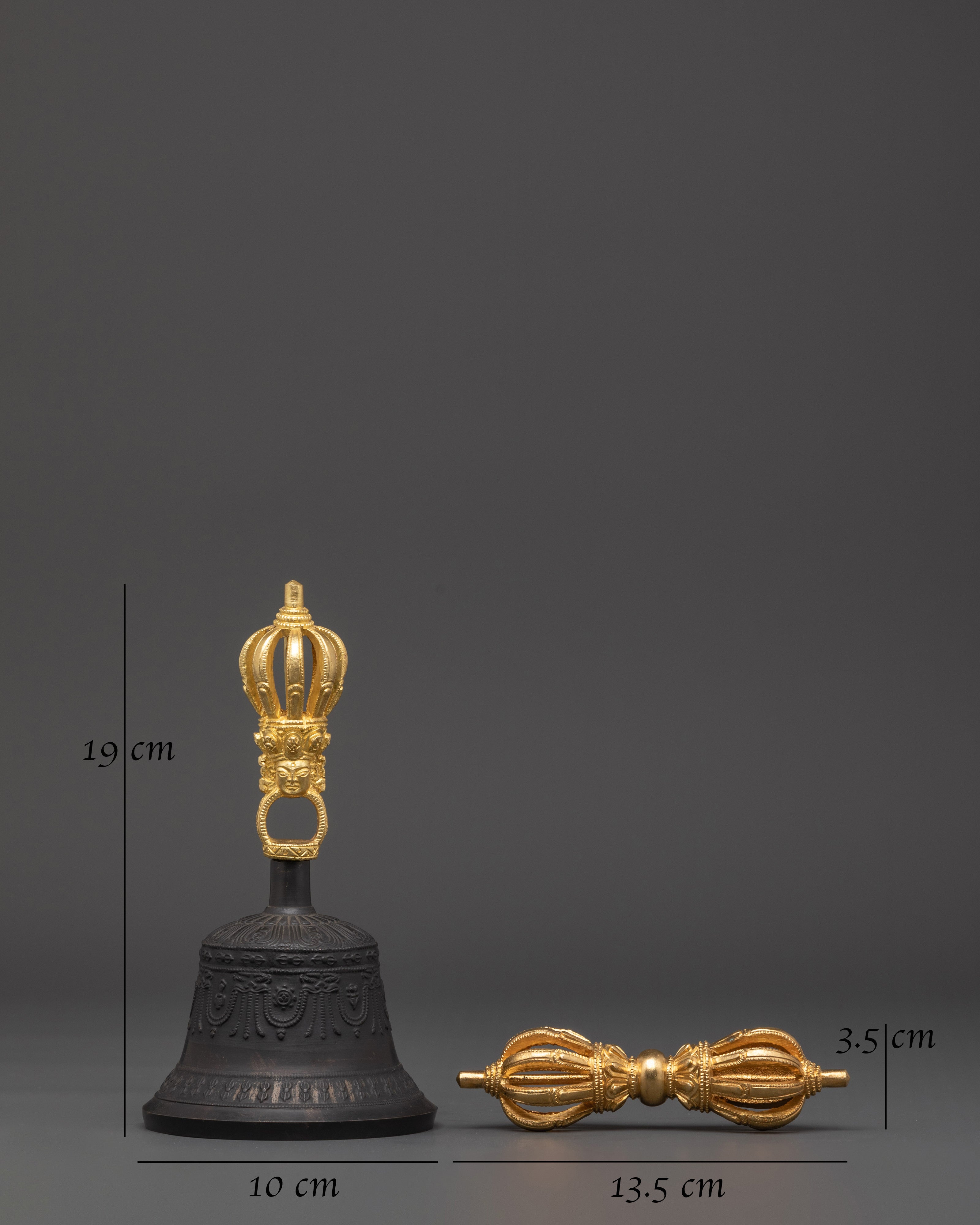 Handcrafted Tibetan Bell and Dorje Set | Brass & Copper Buddhist Ritual Tools