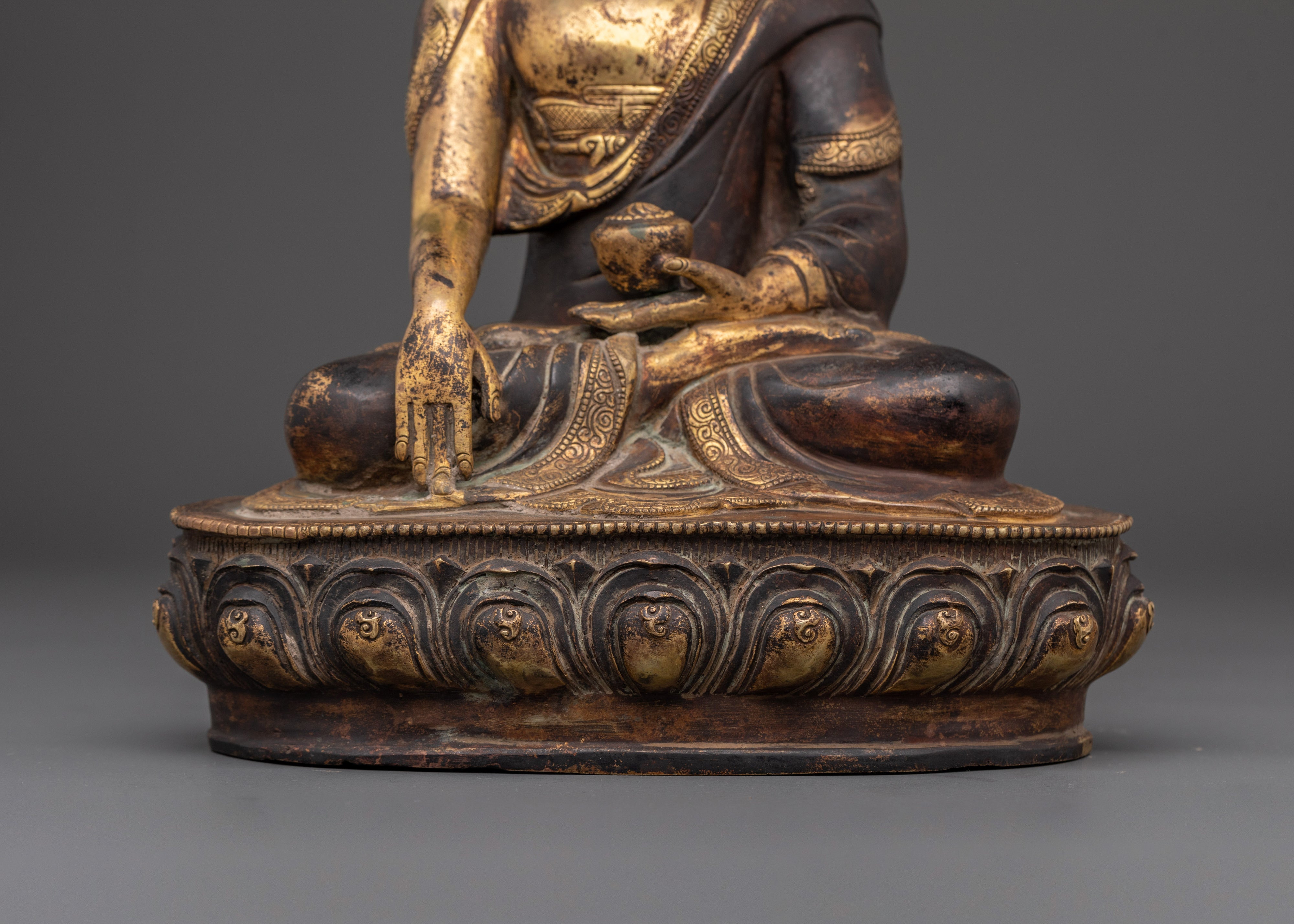 Shakyamuni Buddha Spiritual Decor Statue | Gold Plated Buddhist Figure