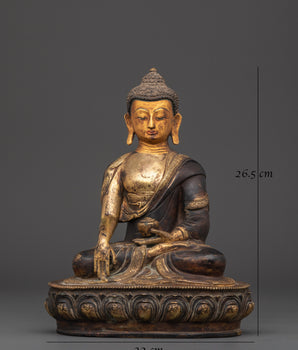 Shakyamuni Buddha Spiritual Decor Statue | Gold Plated Buddhist Figure