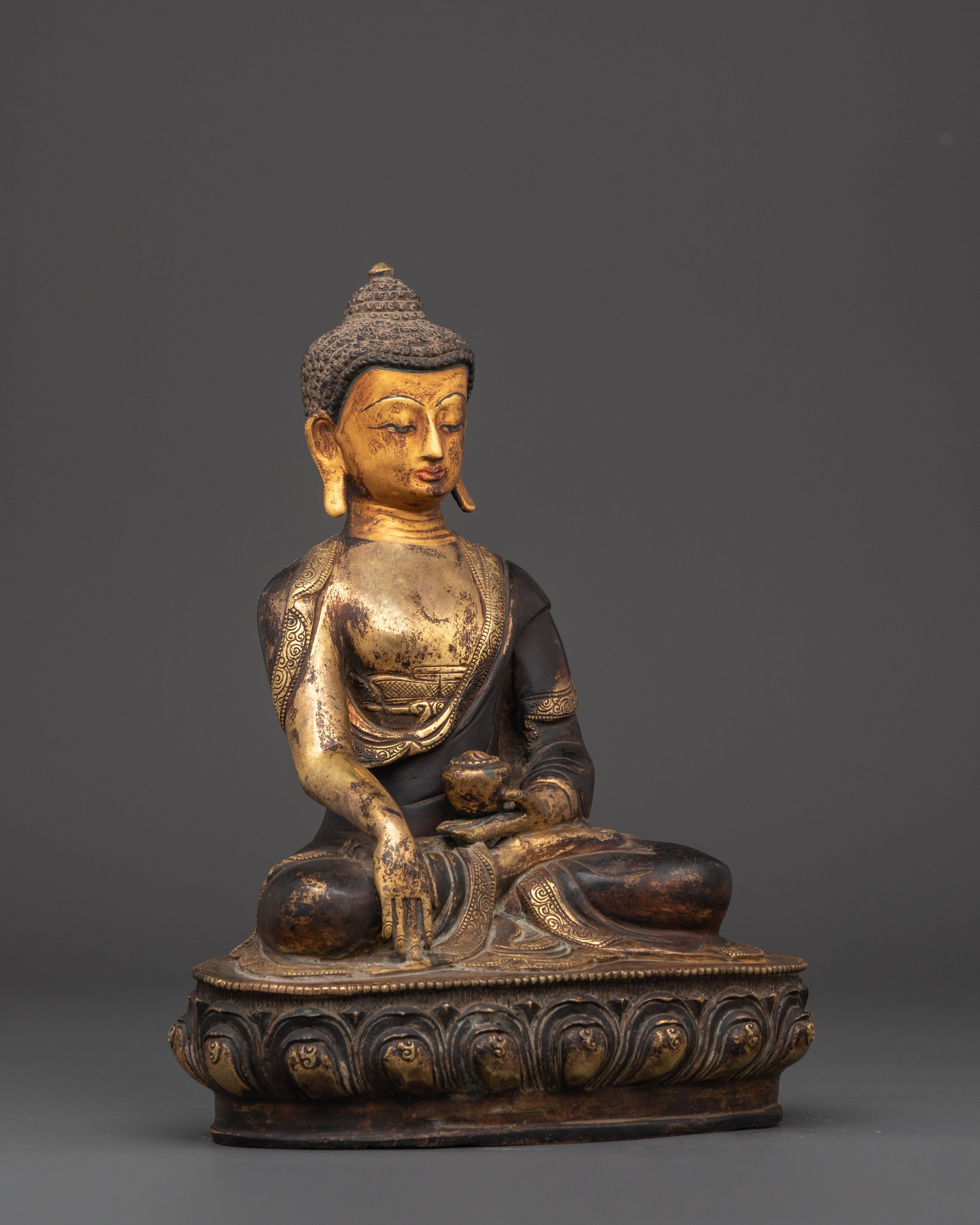 Shakyamuni Buddha Spiritual Decor Statue | Gold Plated Buddhist Figure