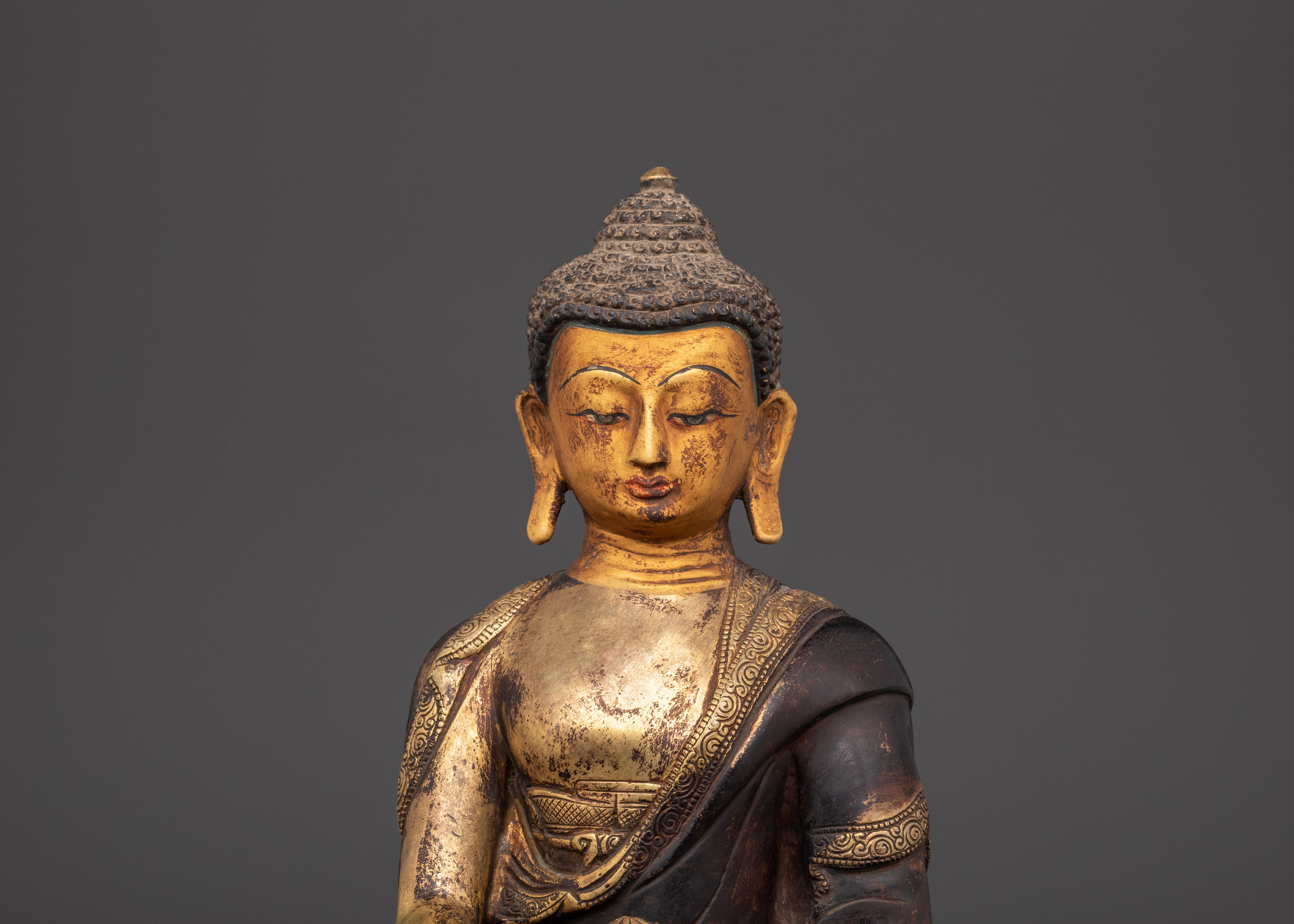 Shakyamuni Buddha Spiritual Decor Statue | Gold Plated Buddhist Figure