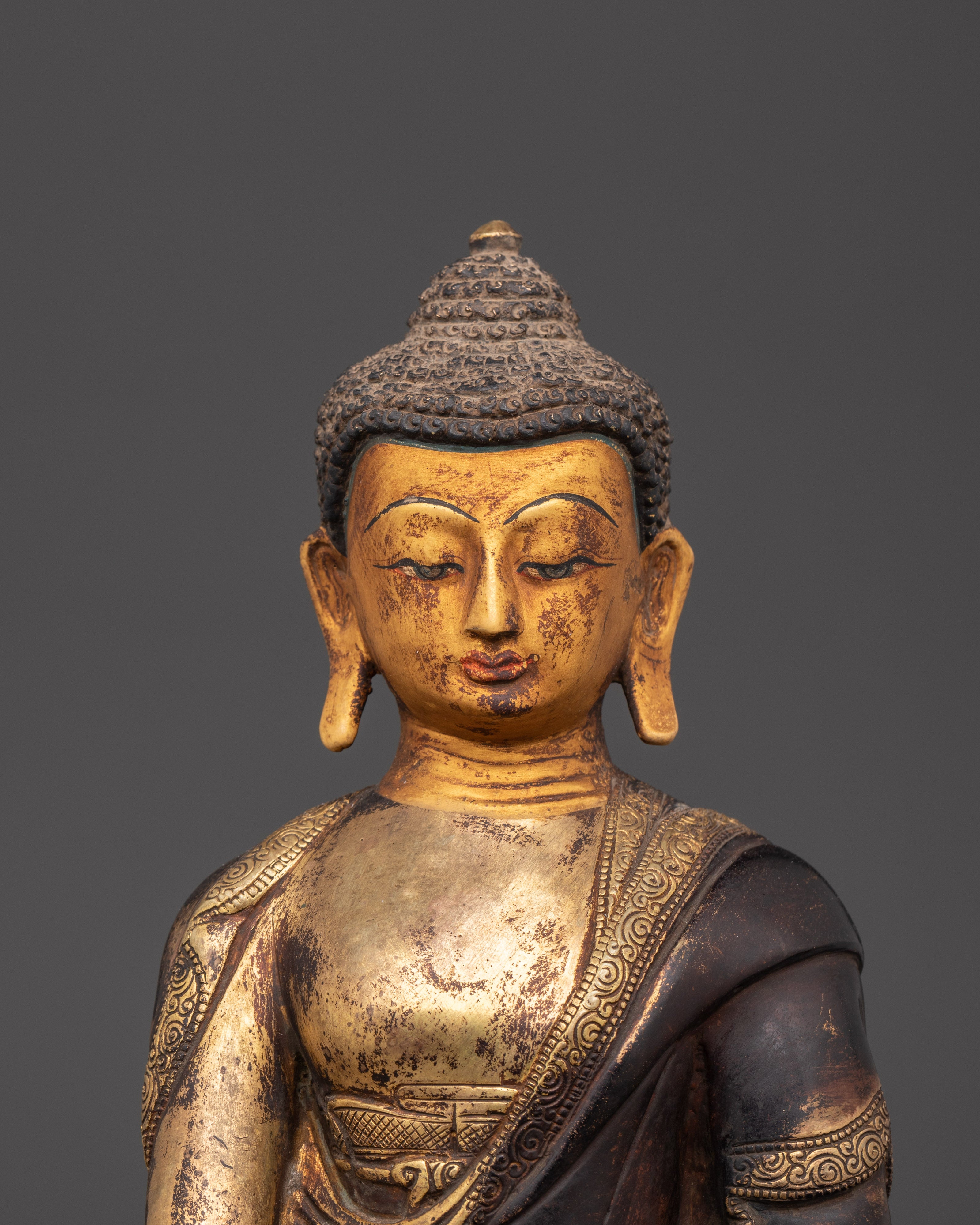 Shakyamuni Buddha Spiritual Decor Statue | Gold Plated Buddhist Figure