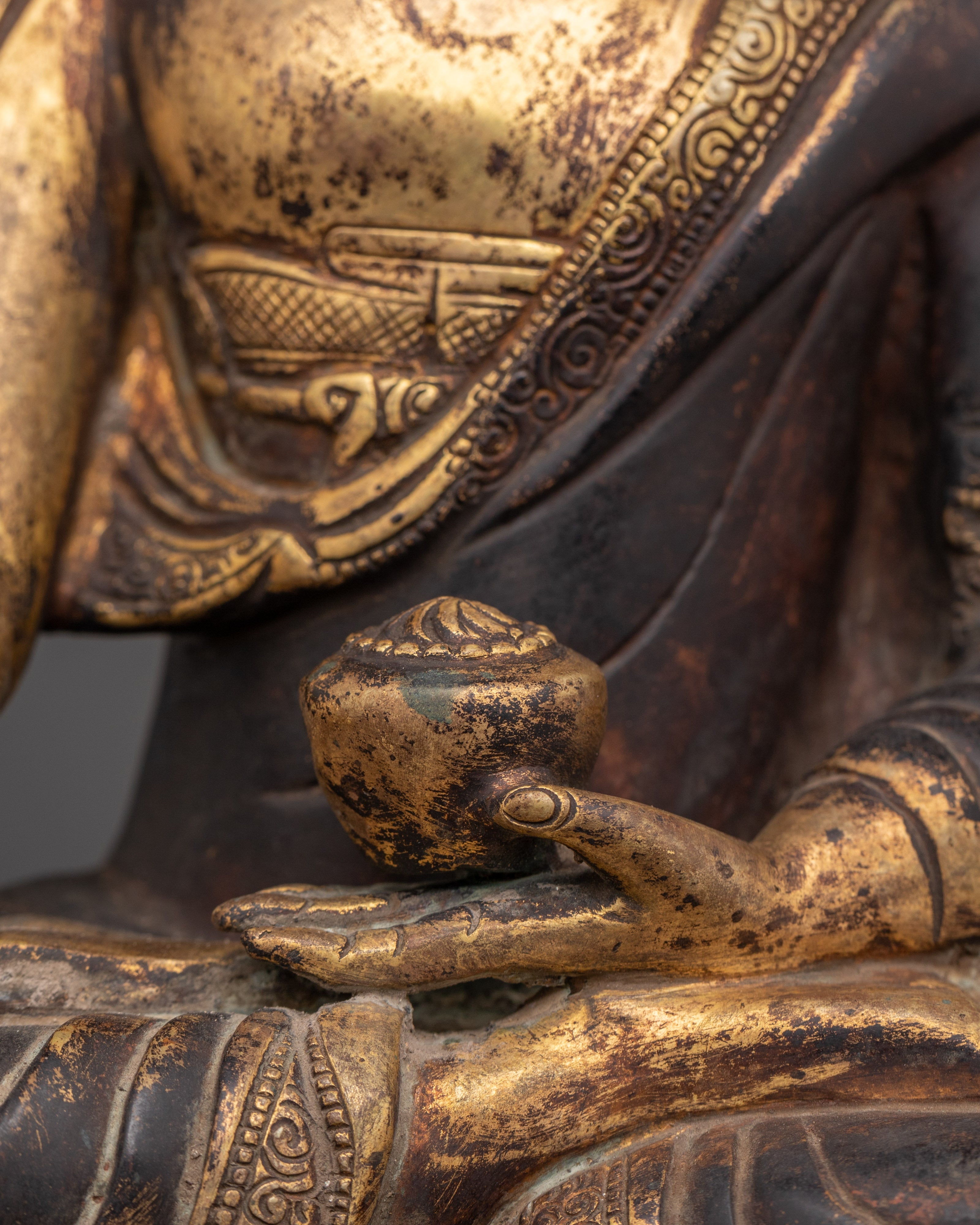 Shakyamuni Buddha Spiritual Decor Statue | Gold Plated Buddhist Figure
