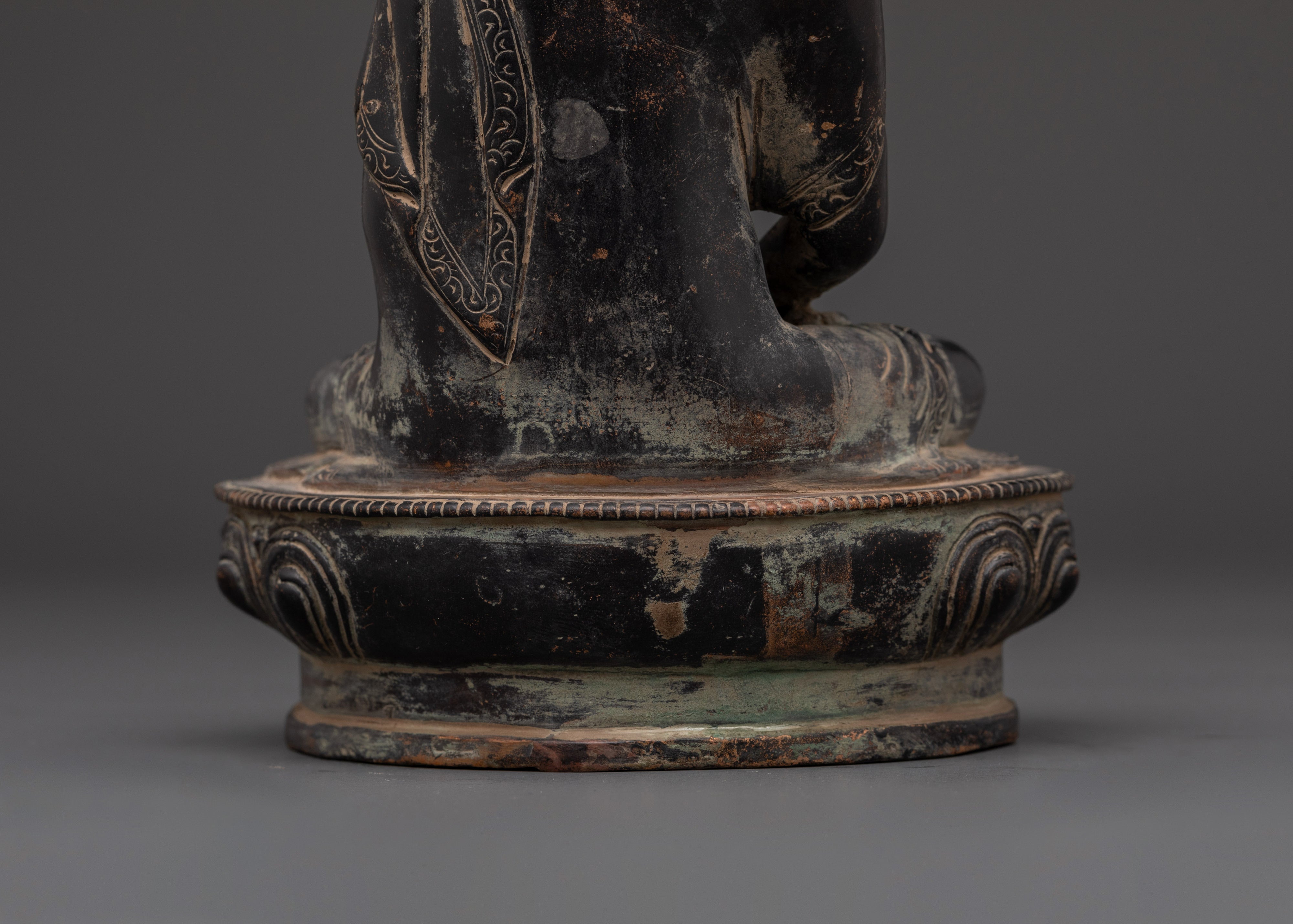 Handcrafted Amitabha Buddha Statue | Copper Body with Antique Finish