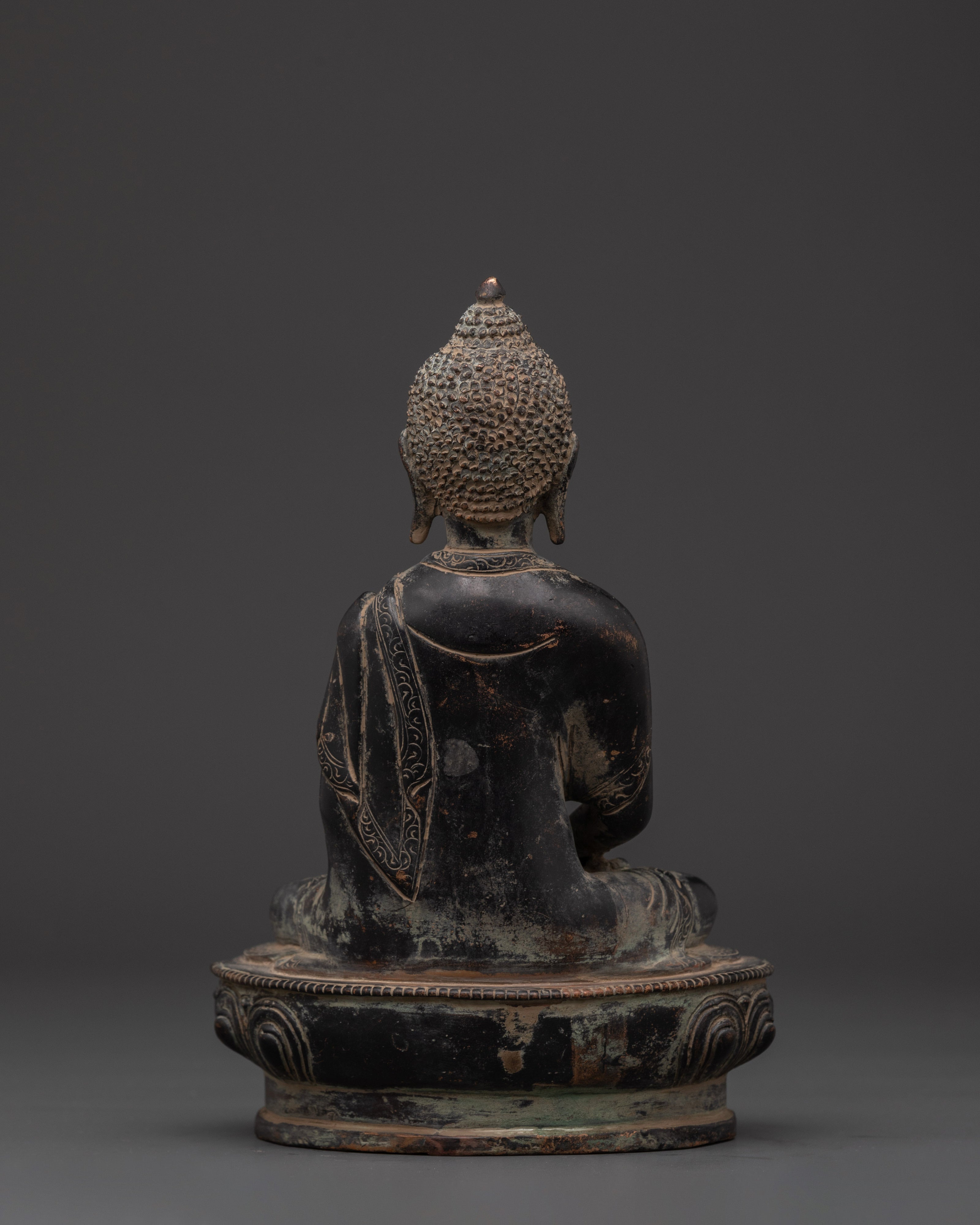 Handcrafted Amitabha Buddha Statue | Copper Body with Antique Finish