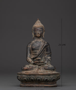 Handcrafted Amitabha Buddha Statue | Copper Body with Antique Finish