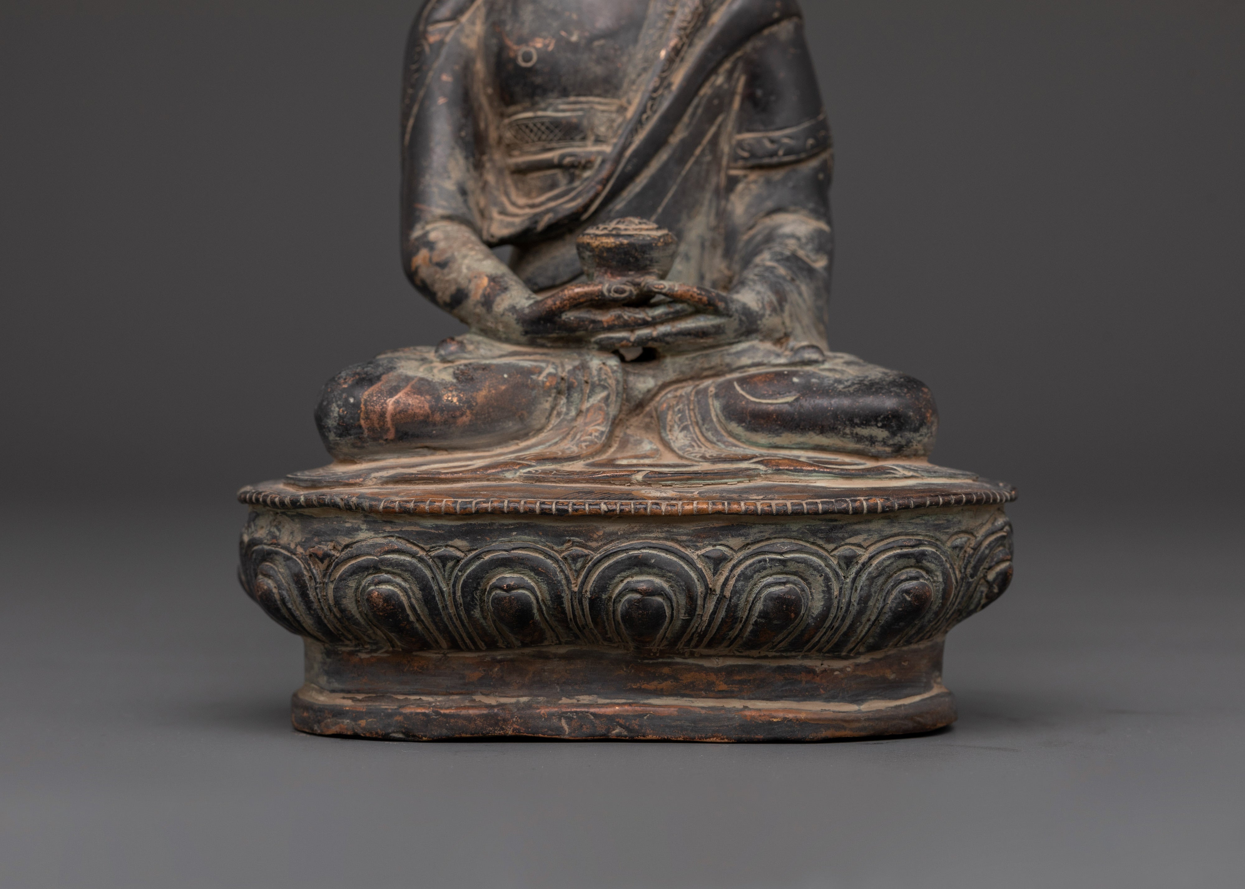Handcrafted Amitabha Buddha Statue | Copper Body with Antique Finish