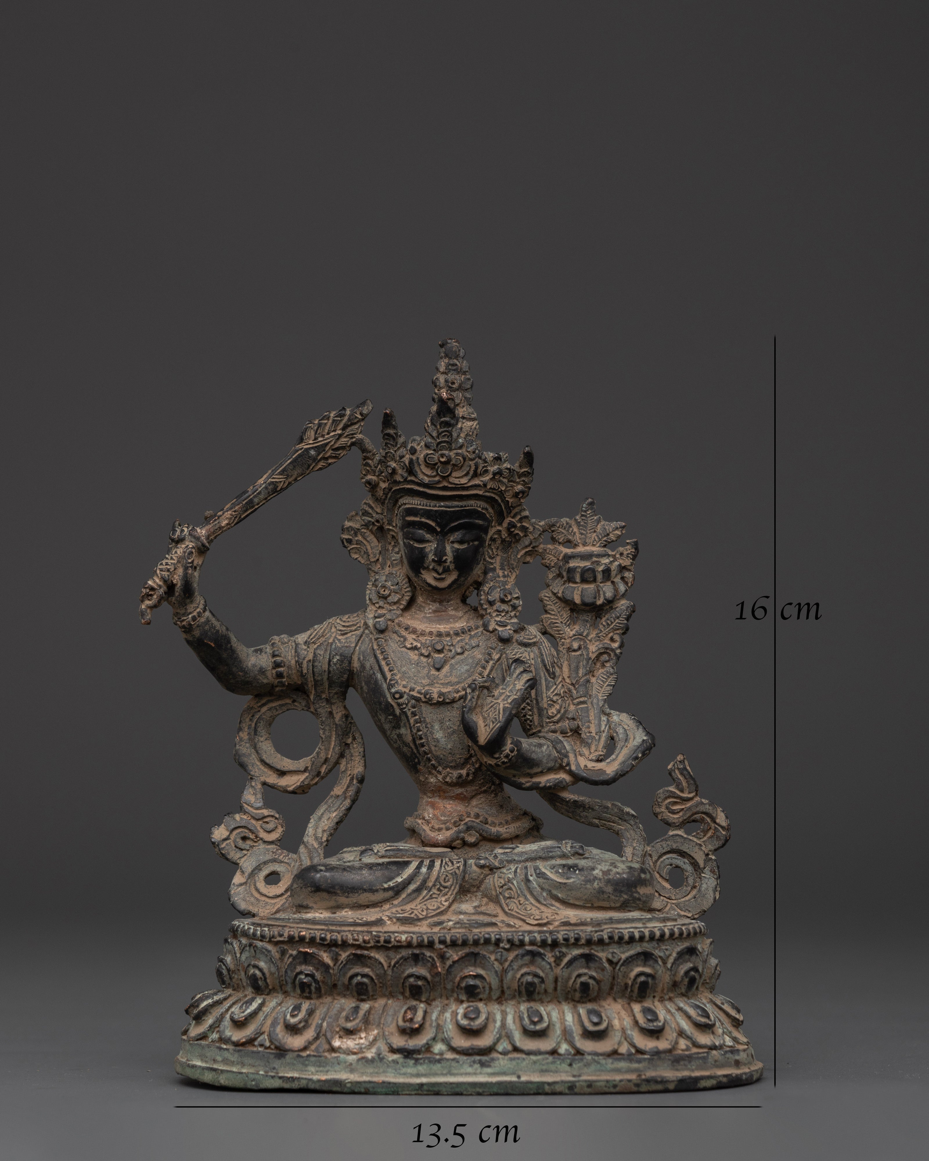 Copper Manjushri Sculpture | Handcrafted Wisdom Deity