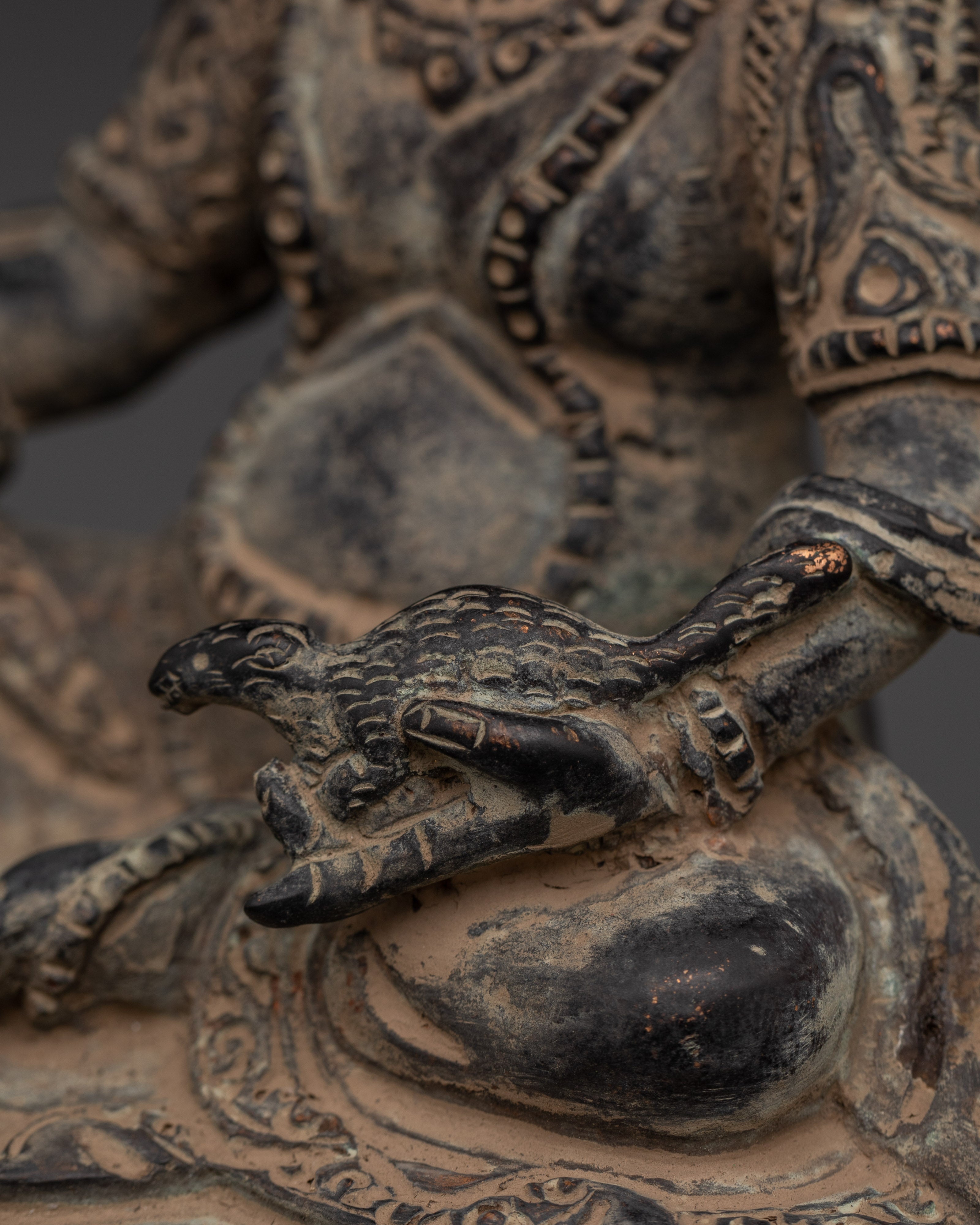 Handcrafted Copper Body Dzambhala Statue | Spiritual Wealth & Prosperity Deity