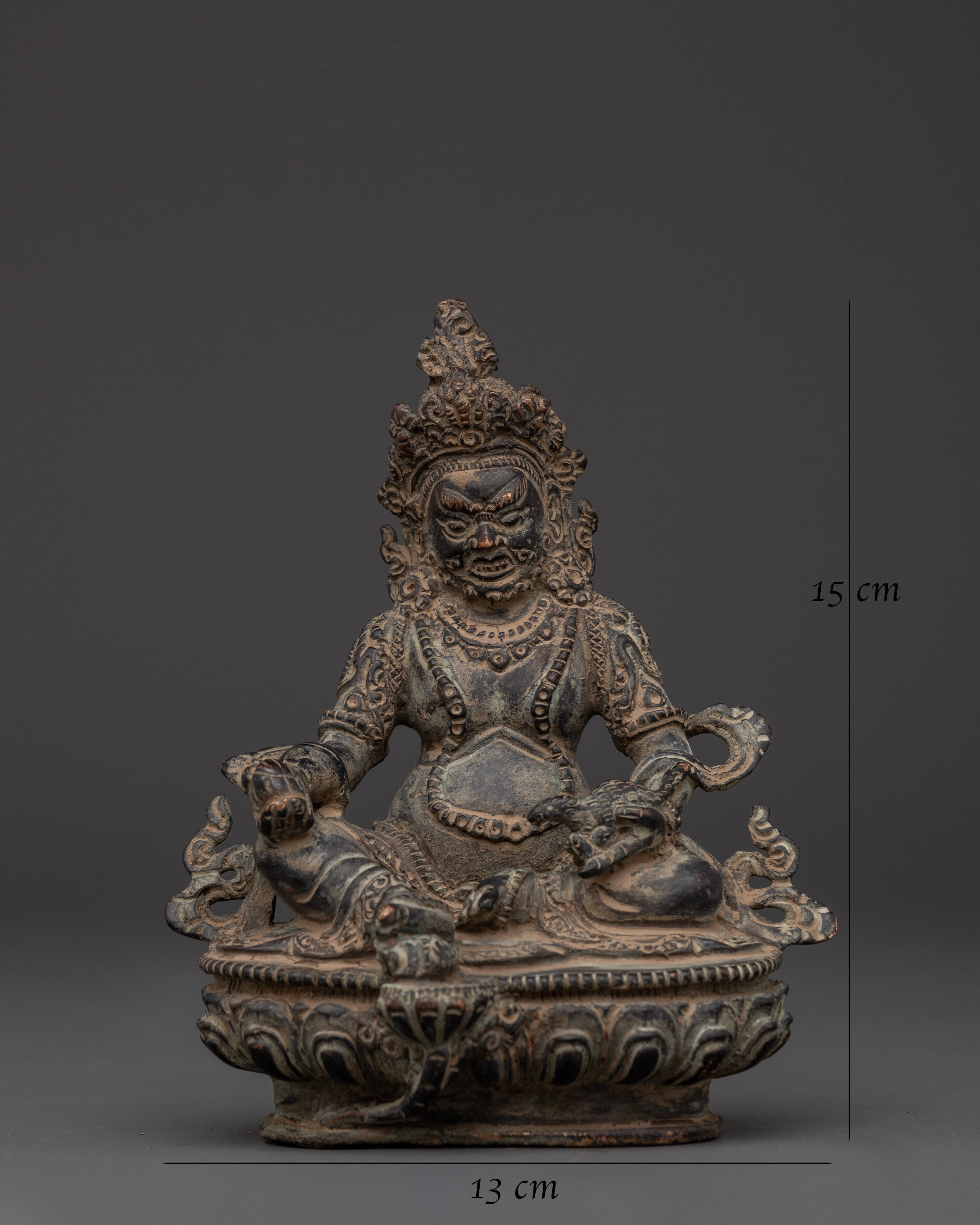 Handcrafted Copper Body Dzambhala Statue | Spiritual Wealth & Prosperity Deity