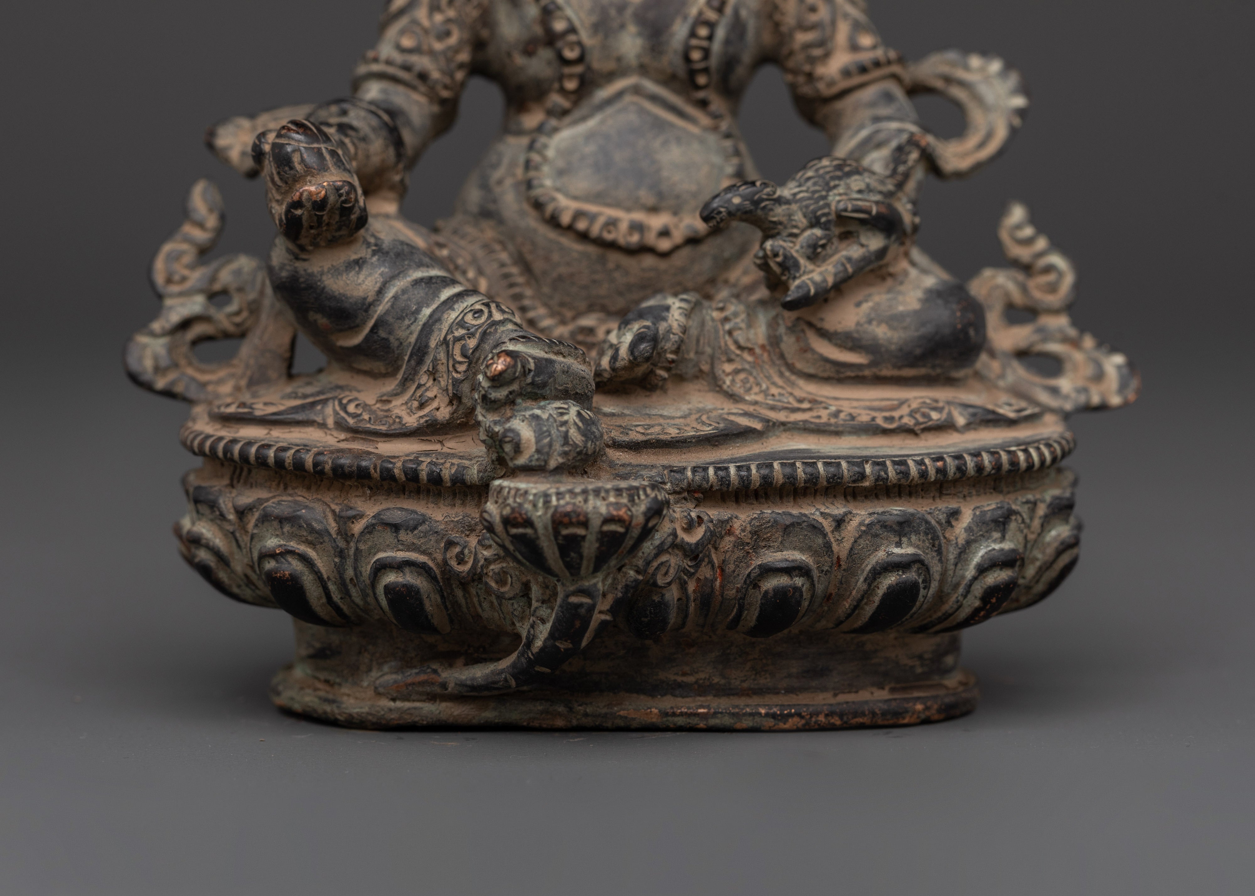 Handcrafted Copper Body Dzambhala Statue | Spiritual Wealth & Prosperity Deity