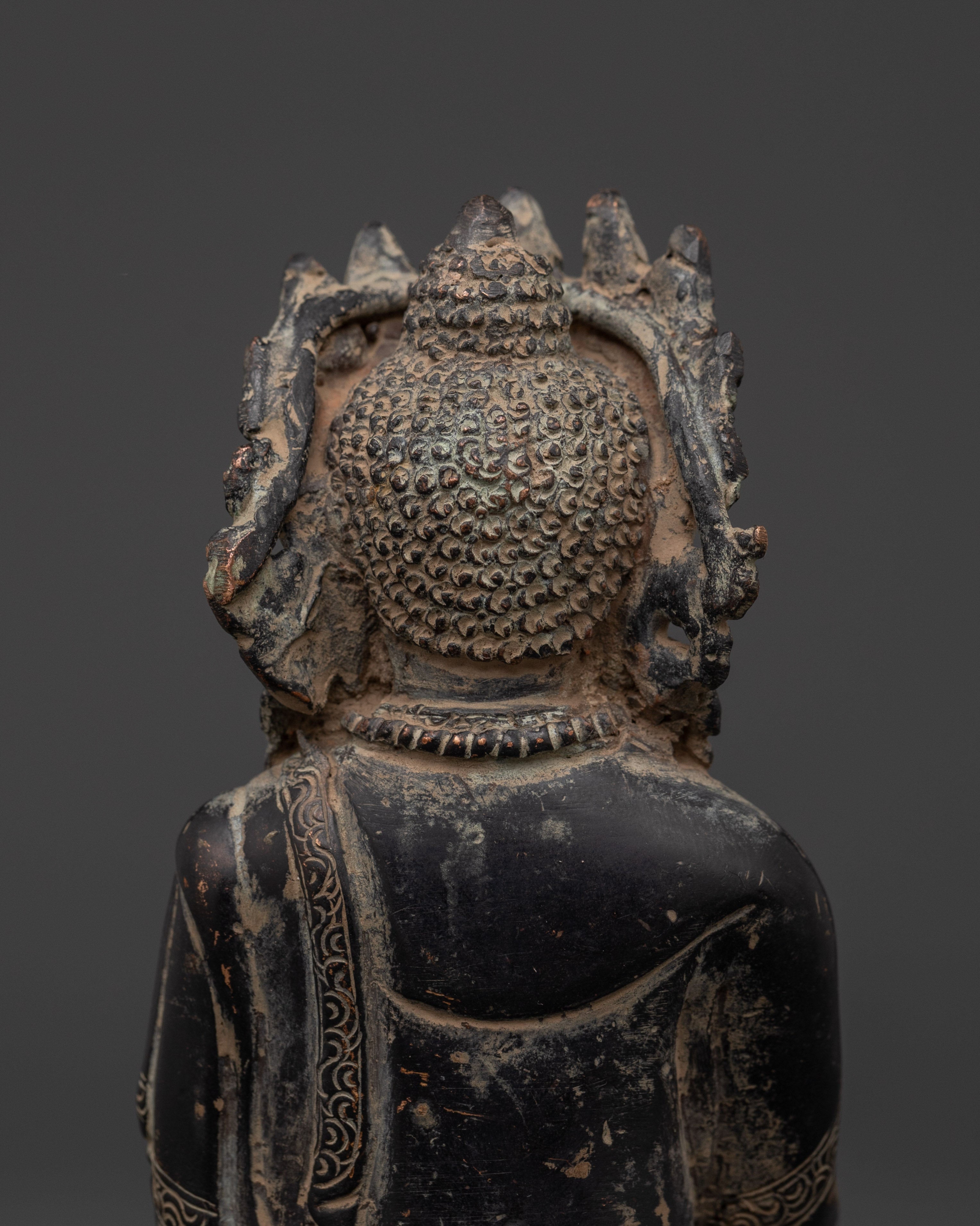 Handcrafted Crown Shakyamuni Buddha Copper Statue | Spiritual Meditation Altar Decor