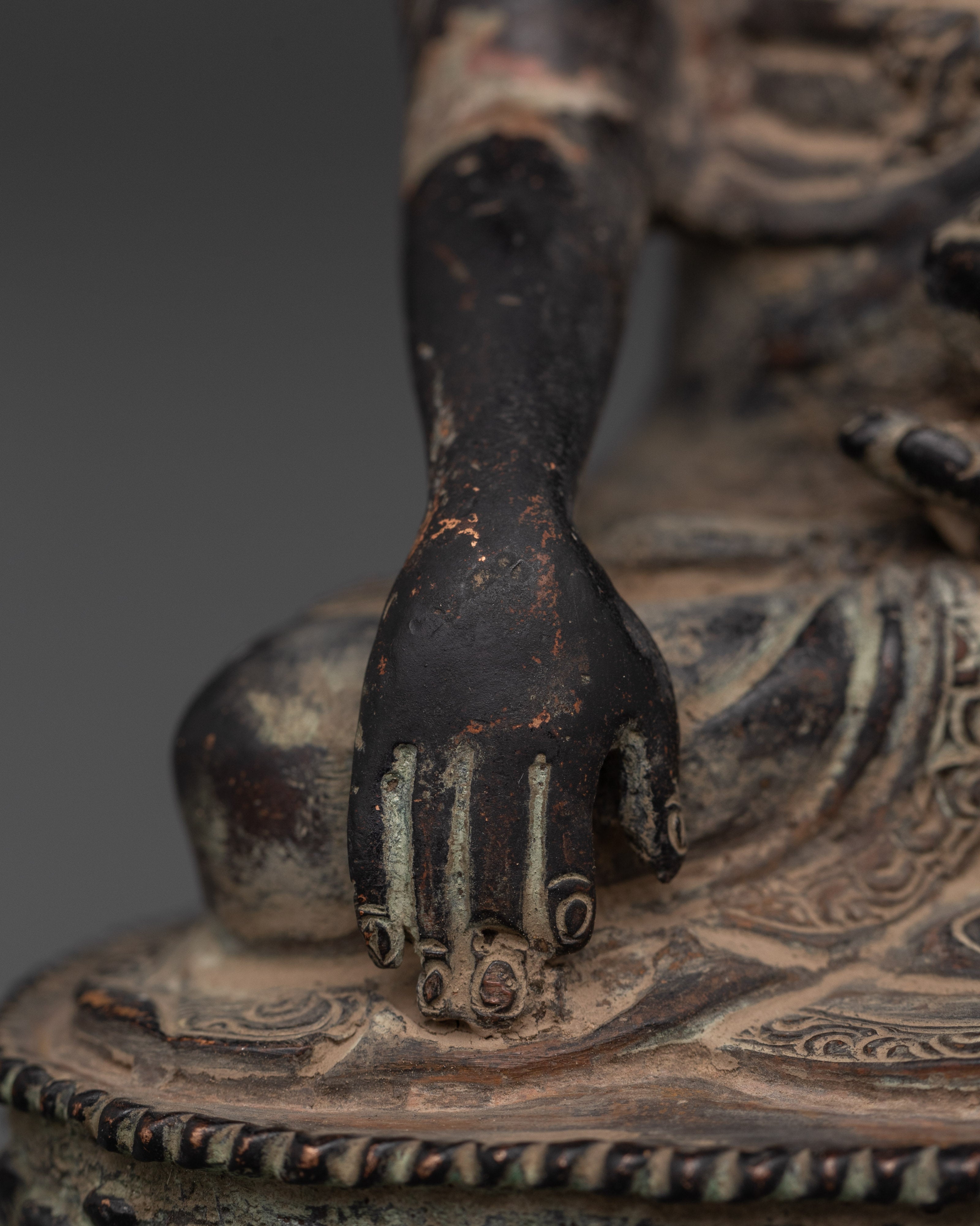 Handcrafted Crown Shakyamuni Buddha Copper Statue | Spiritual Meditation Altar Decor