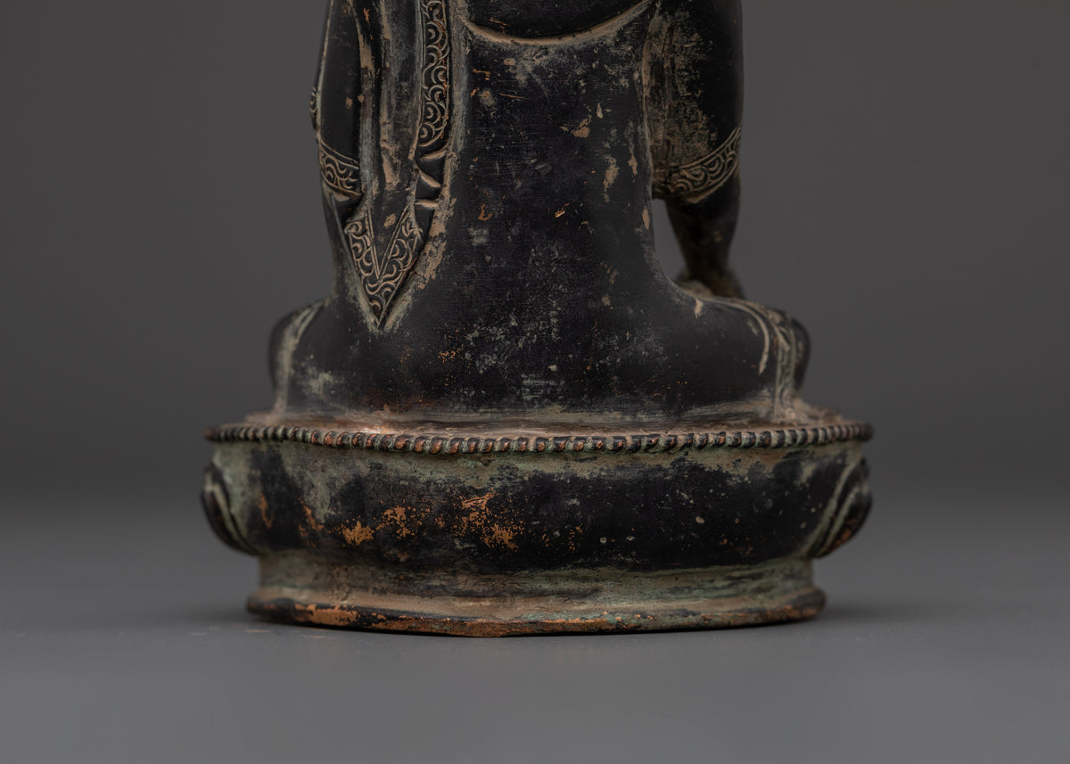 Handcrafted Crown Shakyamuni Buddha Copper Statue | Spiritual Meditation Altar Decor