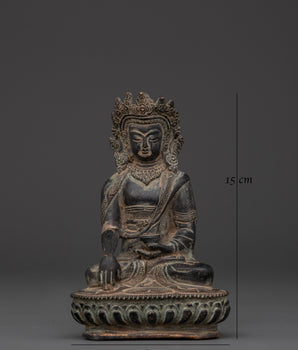 Handcrafted Crown Shakyamuni Buddha Copper Statue | Spiritual Meditation Altar Decor