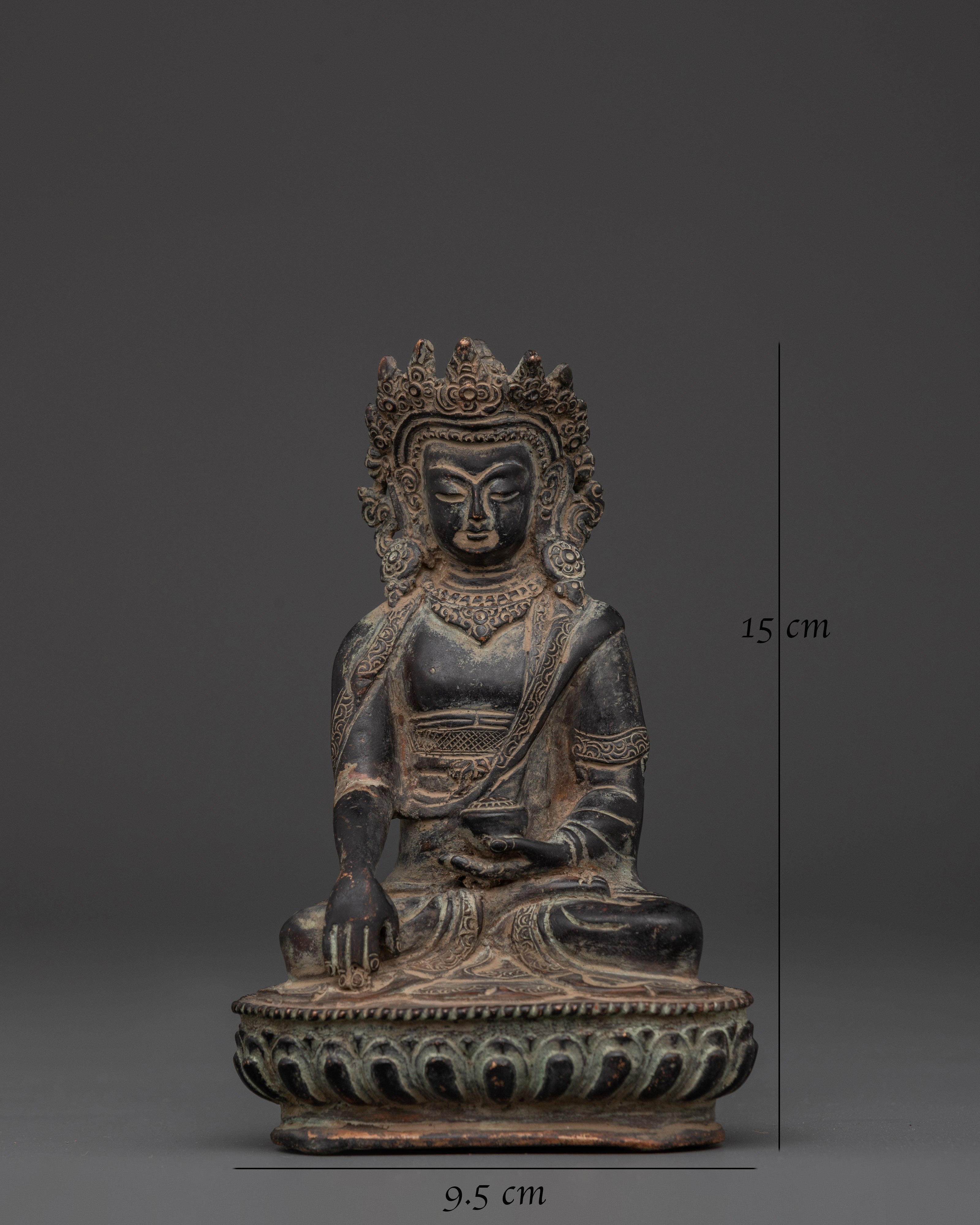 Handcrafted Crown Shakyamuni Buddha Copper Statue | Spiritual Meditation Altar Decor