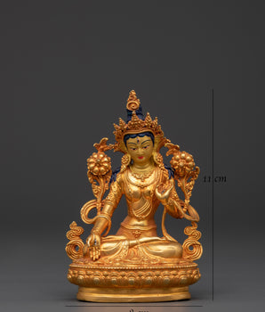 Tara in Lotus Pose | Handcrafted Copper and Gold-Plated White Tara Statue