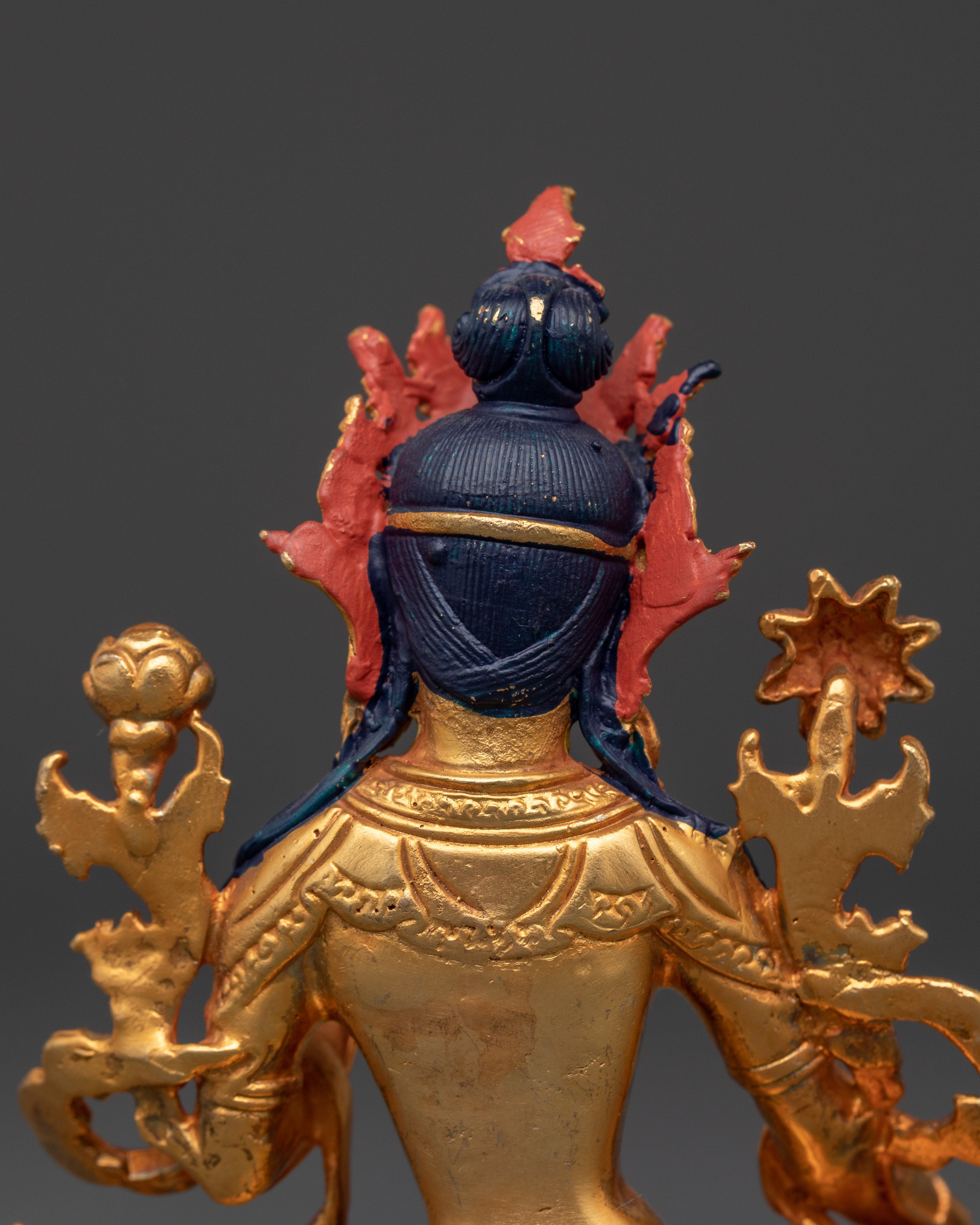 Sacred Green Tara Buddha Statue | Handcrafted Gold-Plated Copper Art