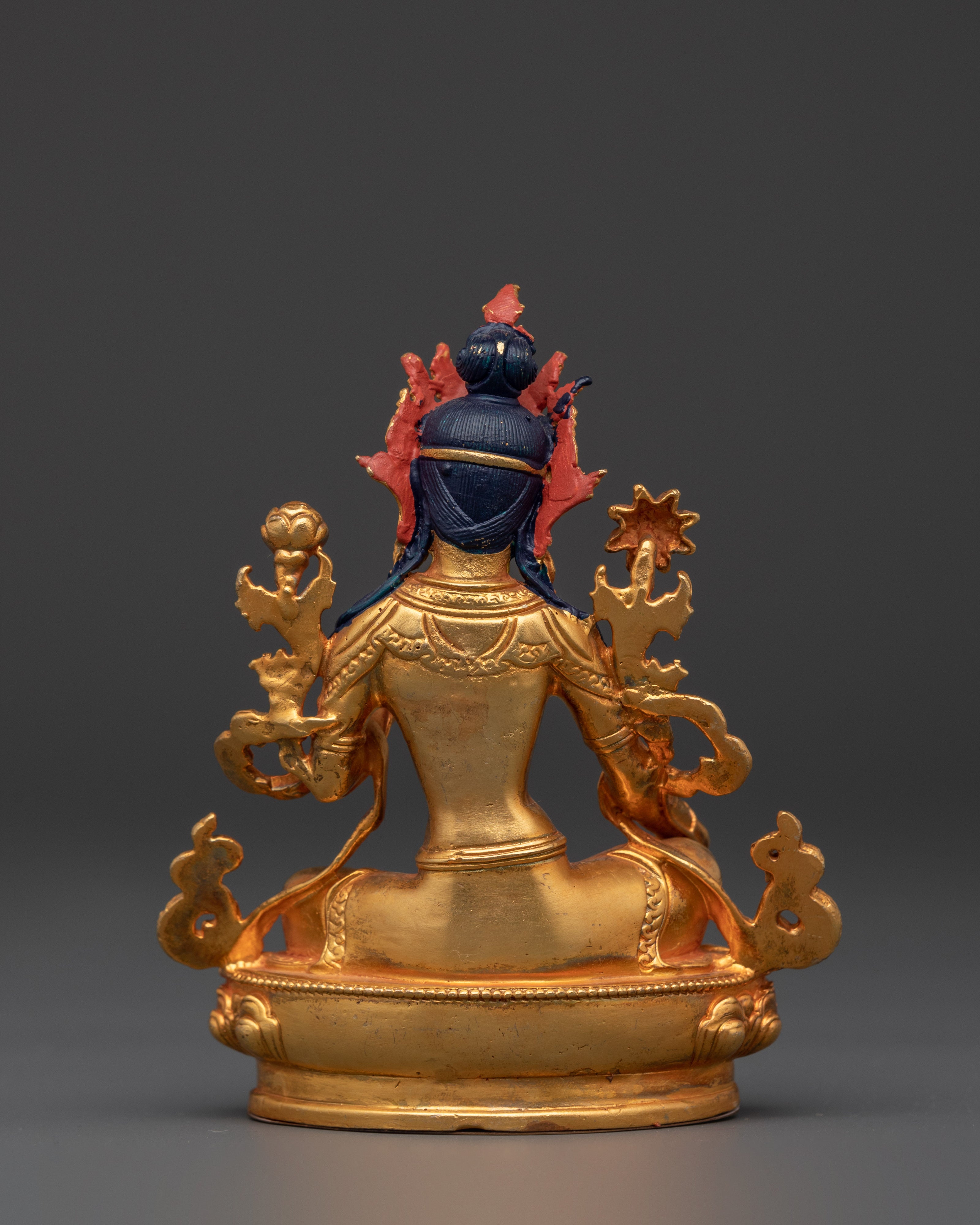 Sacred Green Tara Buddha Statue | Handcrafted Gold-Plated Copper Art