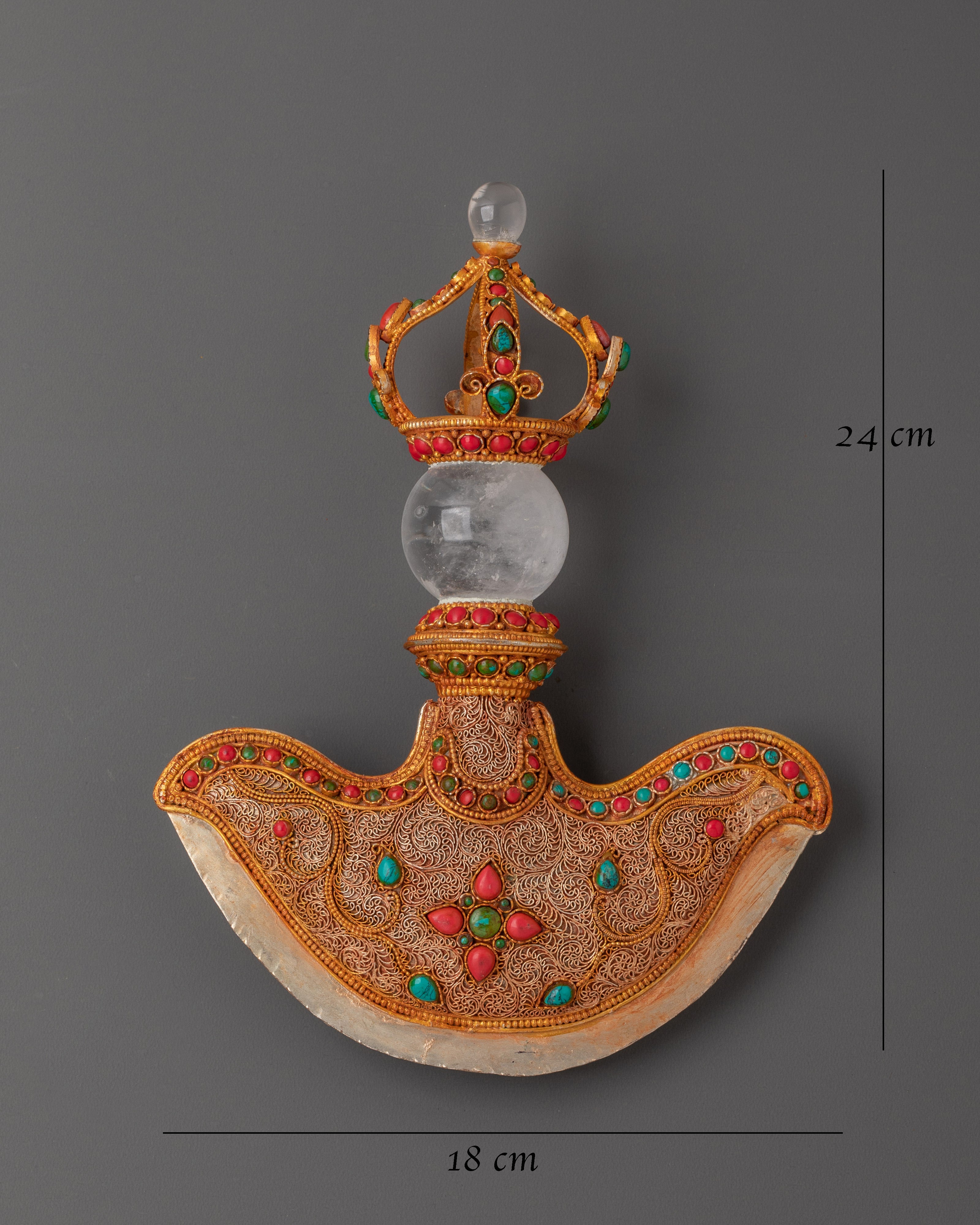 Tibetan Crystal Kartika Knife with Turquoise & Coral Inlay