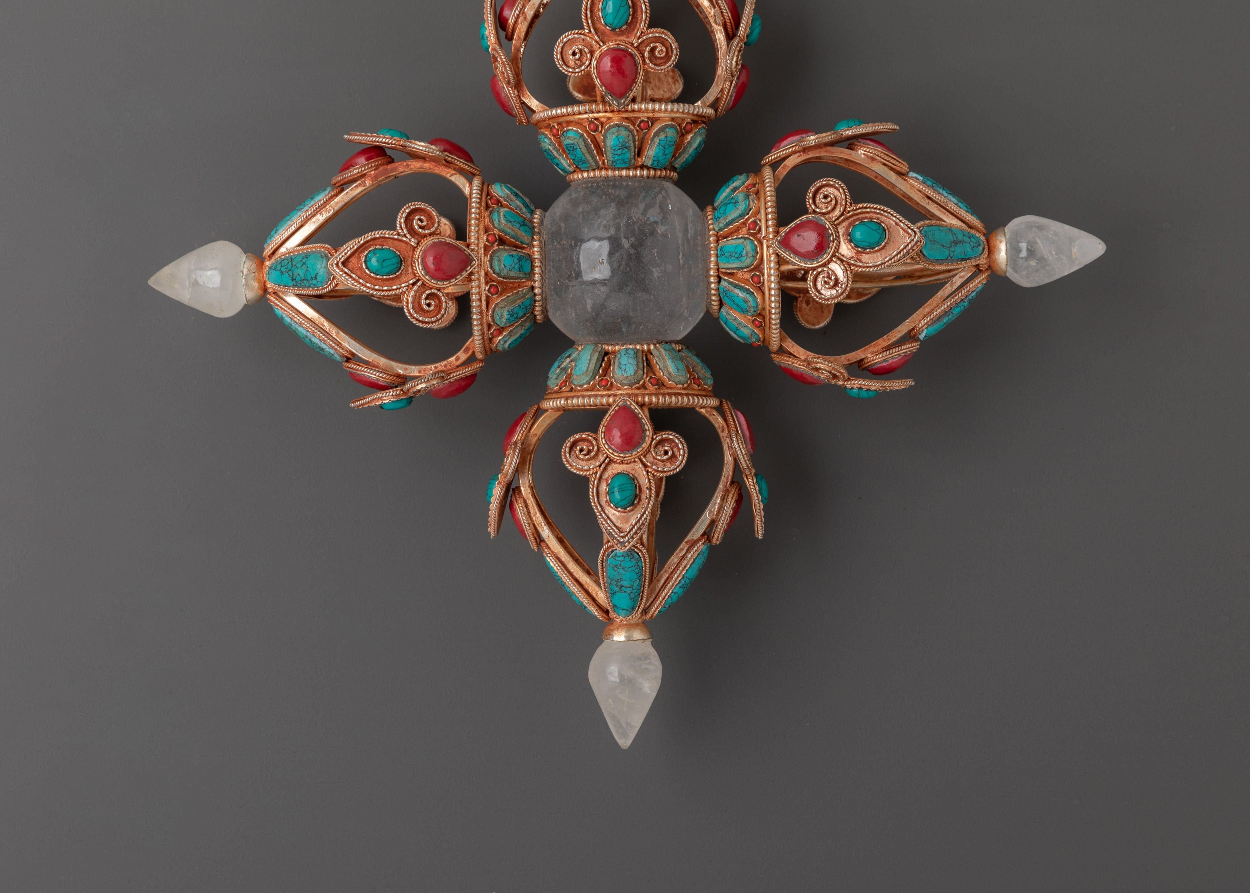 Crystal Bishwo Vajra | Handcrafted Tibetan Double Dorje