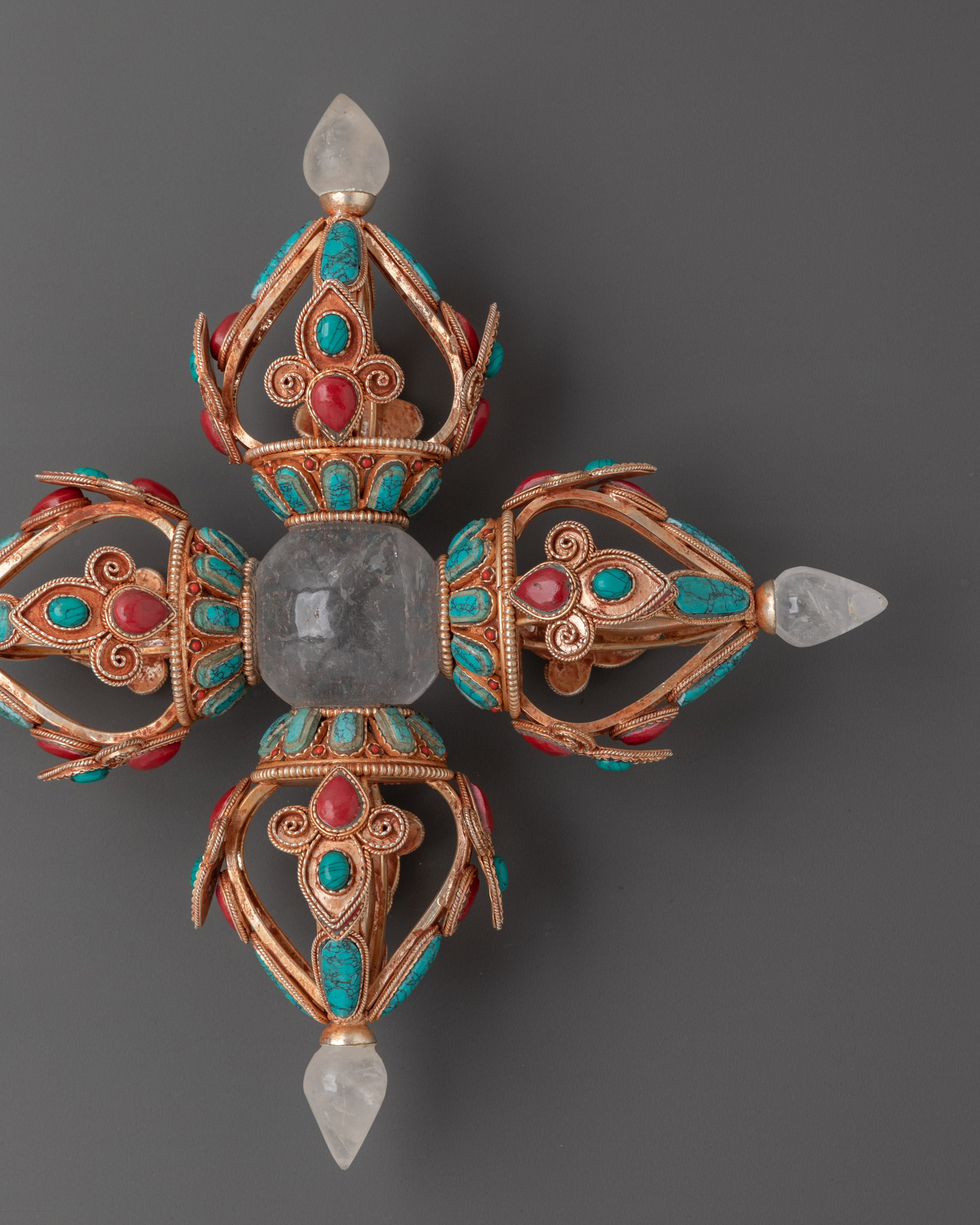 Crystal Bishwo Vajra | Handcrafted Tibetan Double Dorje