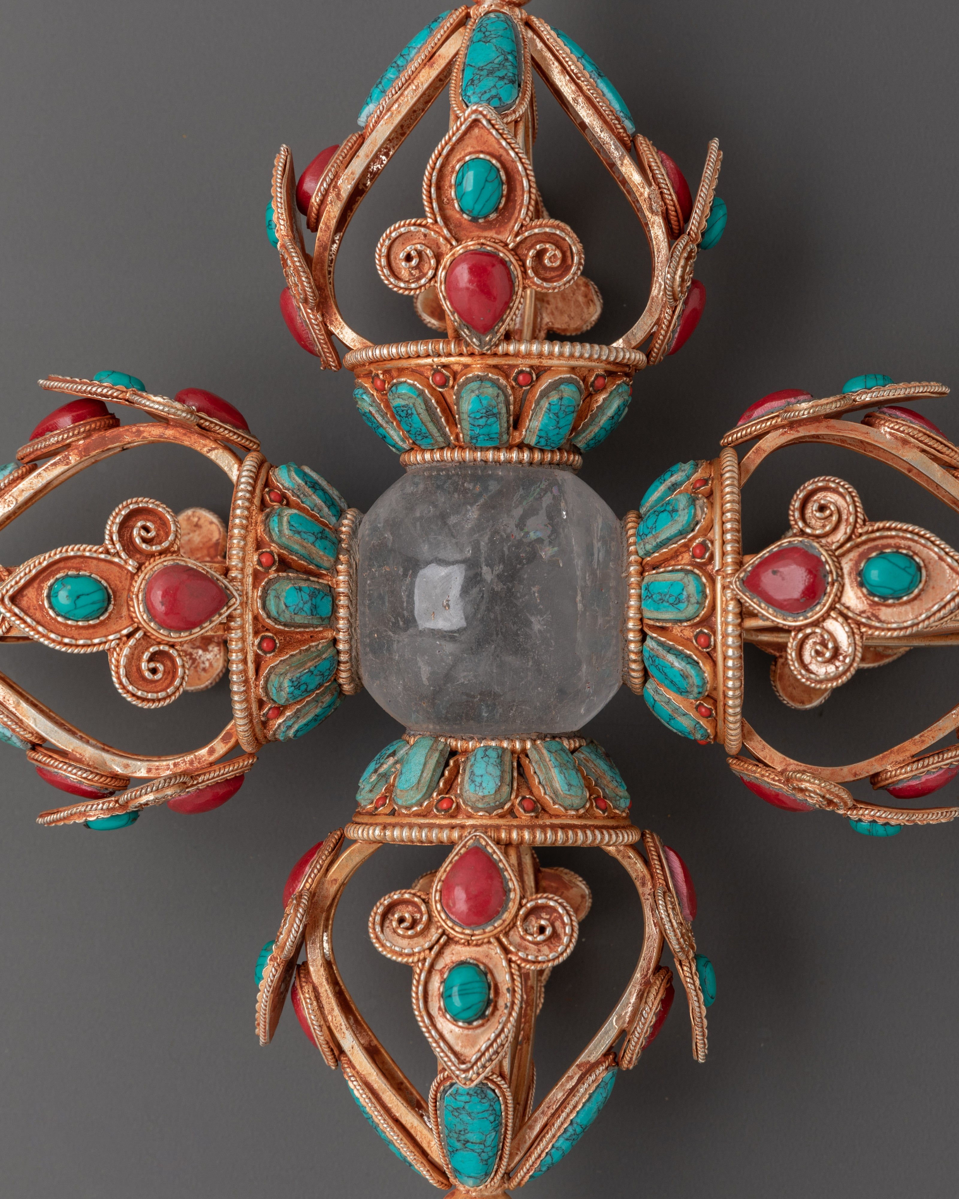 Crystal Bishwo Vajra | Handcrafted Tibetan Double Dorje