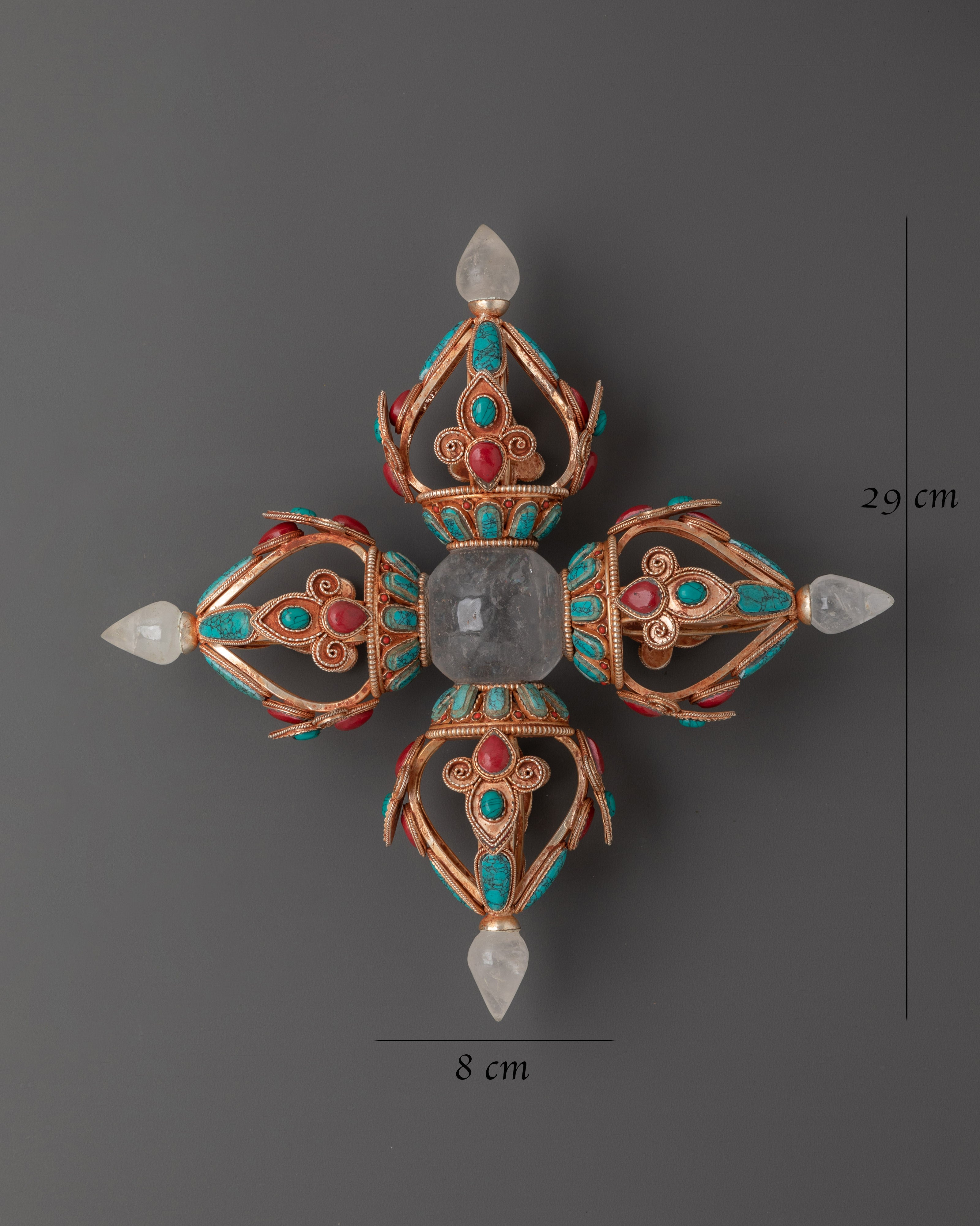 Crystal Bishwo Vajra | Handcrafted Tibetan Double Dorje