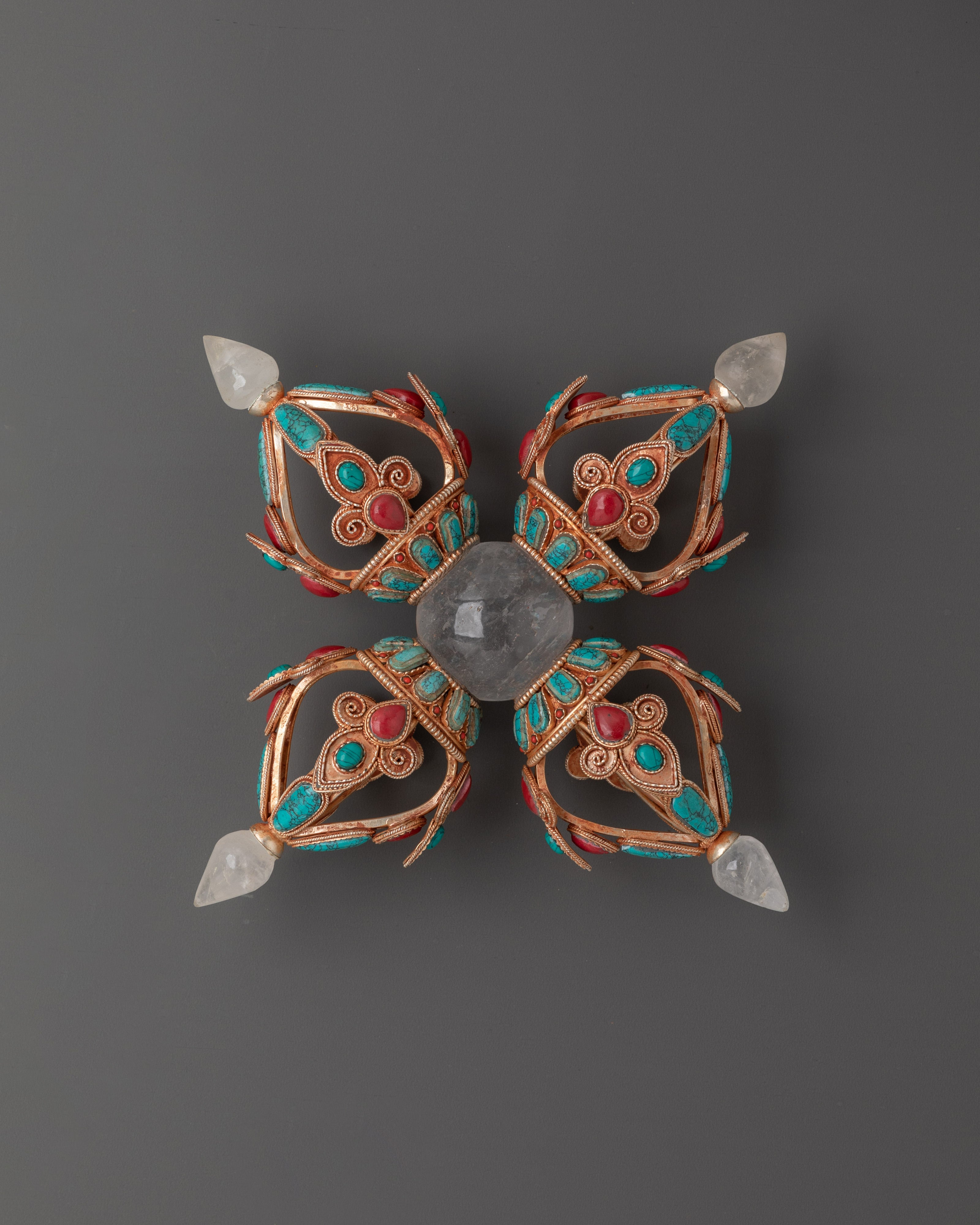 Crystal Bishwo Vajra | Handcrafted Tibetan Double Dorje