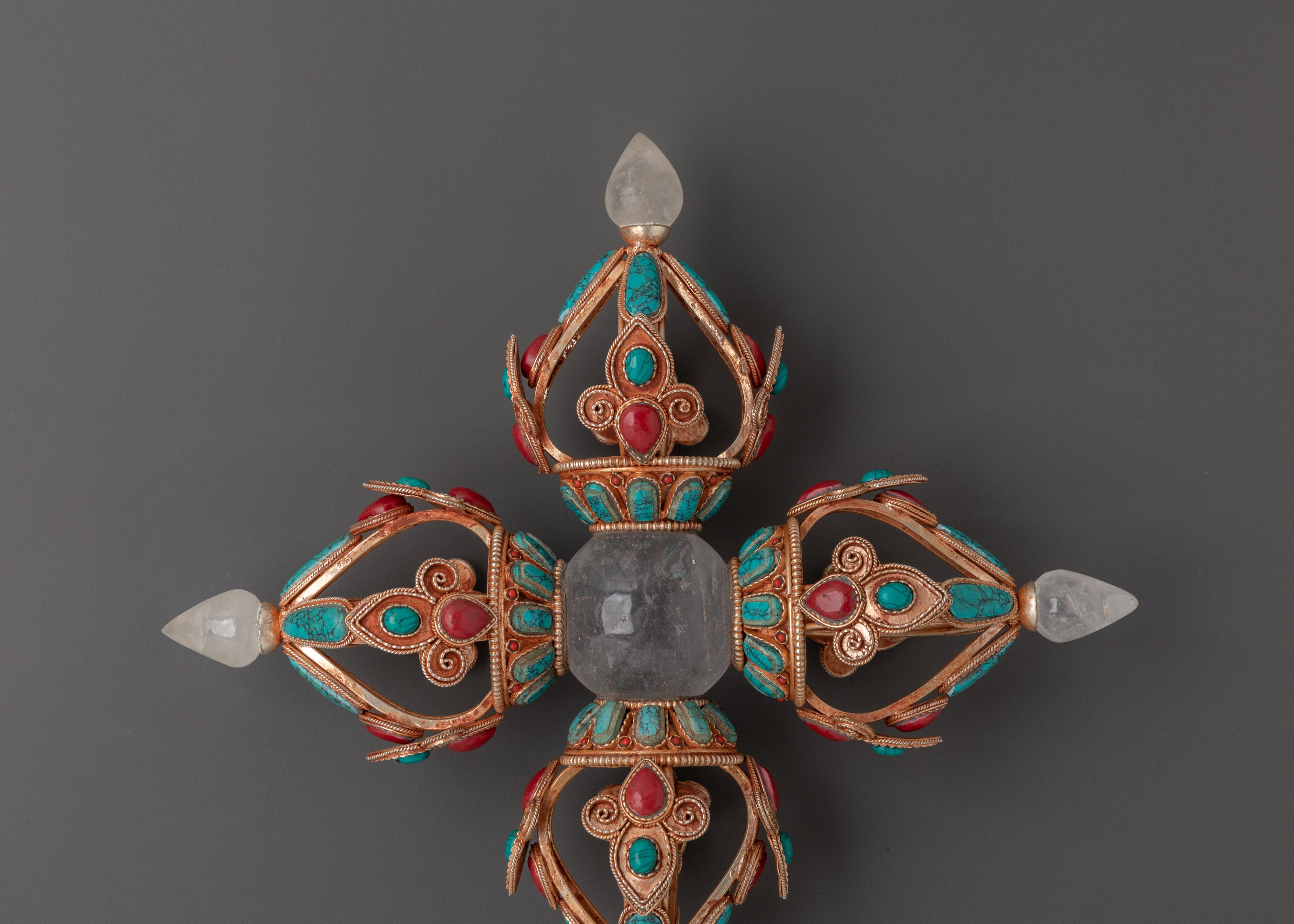 Crystal Bishwo Vajra | Handcrafted Tibetan Double Dorje