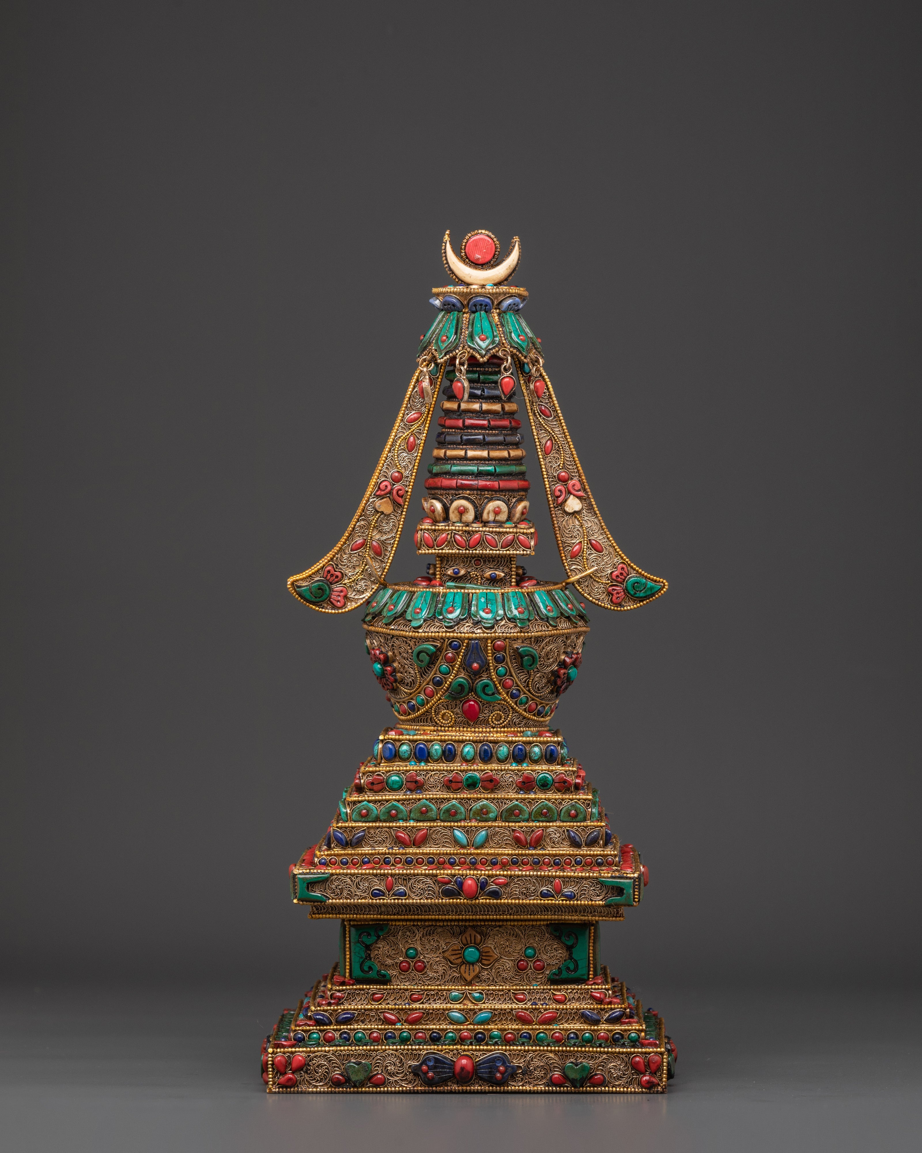 Tibetan Crystal Stupa for Buddhist Altar & Meditation Space