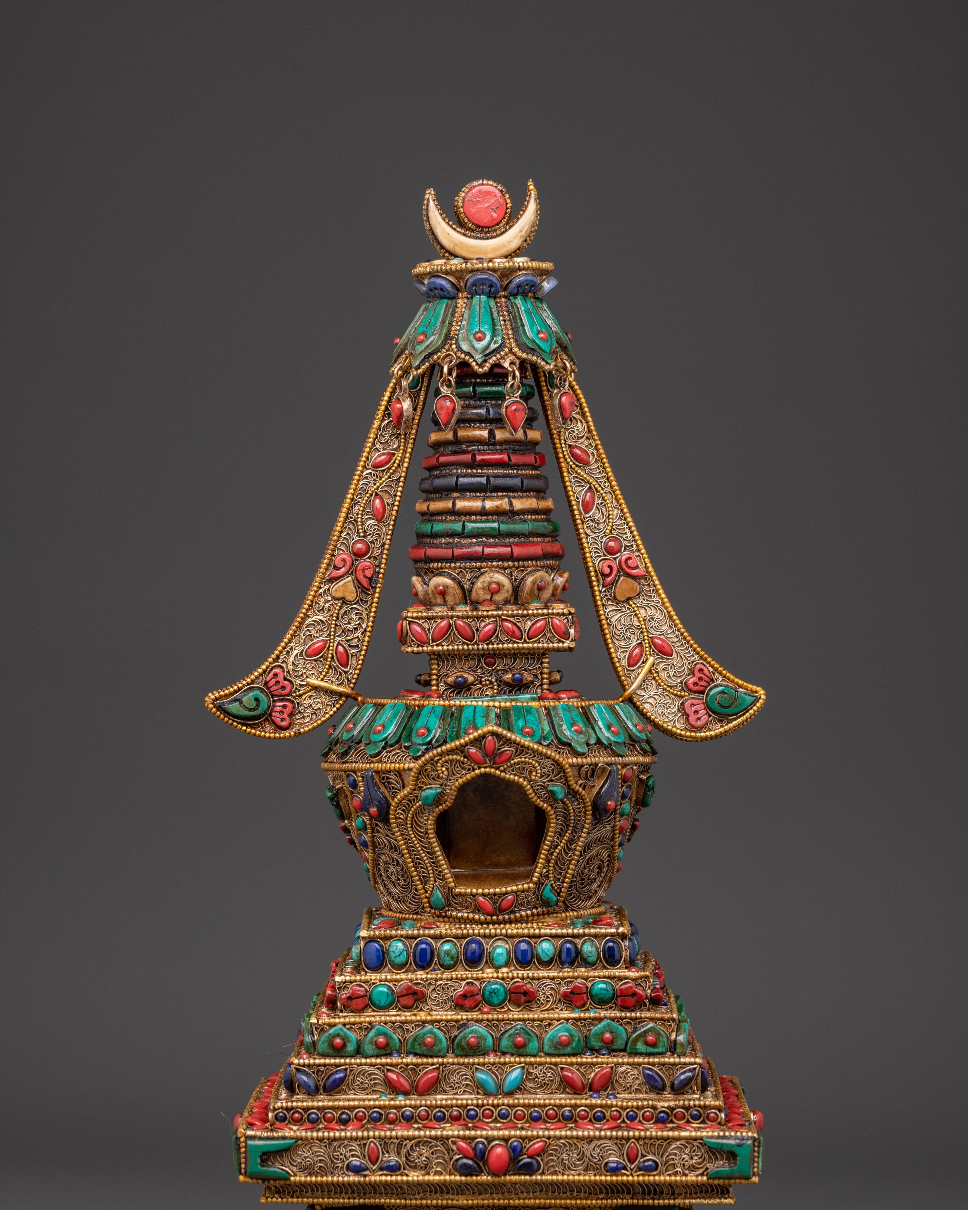 Tibetan Crystal Stupa for Buddhist Altar & Meditation Space