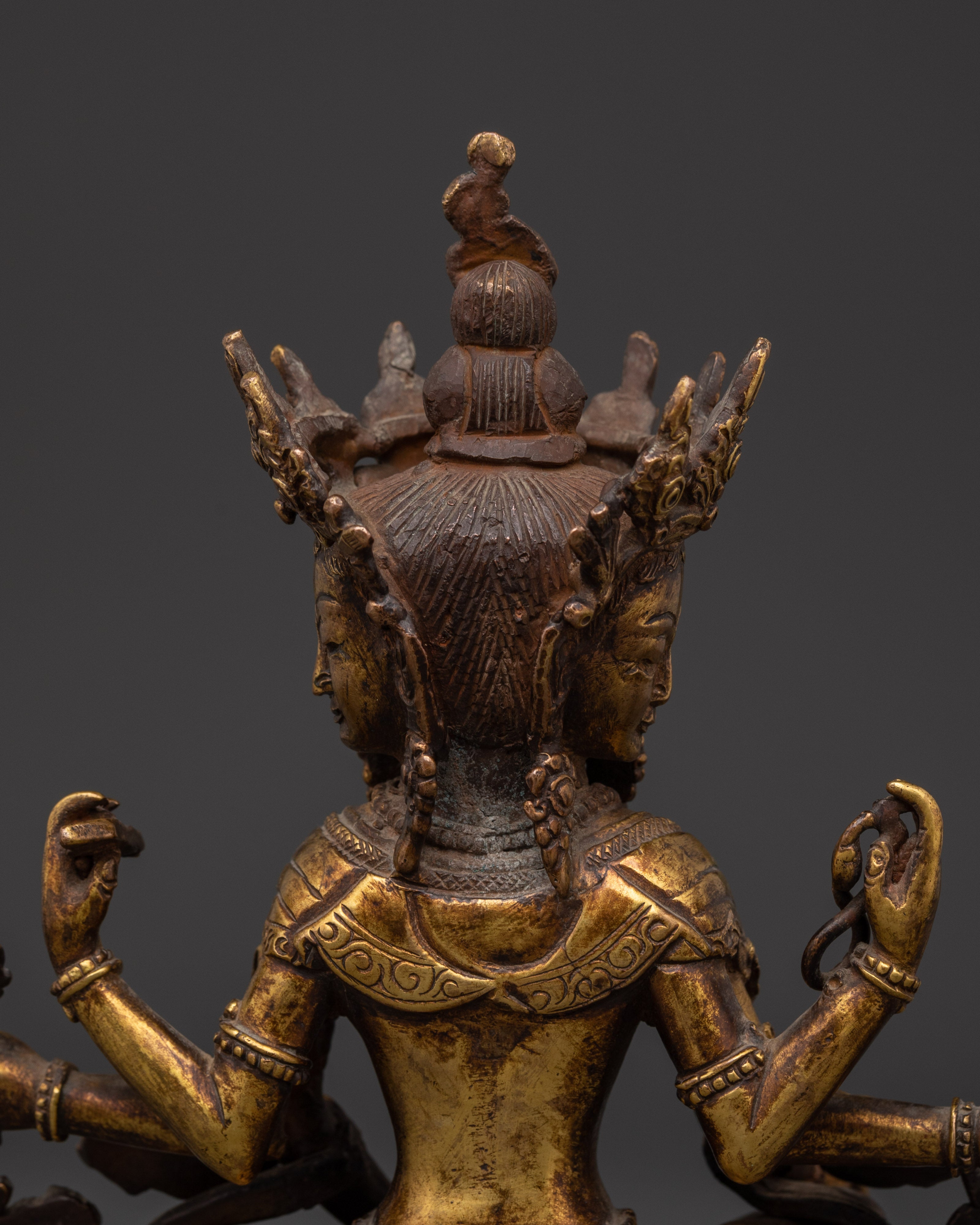 Gold Plated Vasudhara Statue | Copper Tibetan Wealth Goddess Sculpture