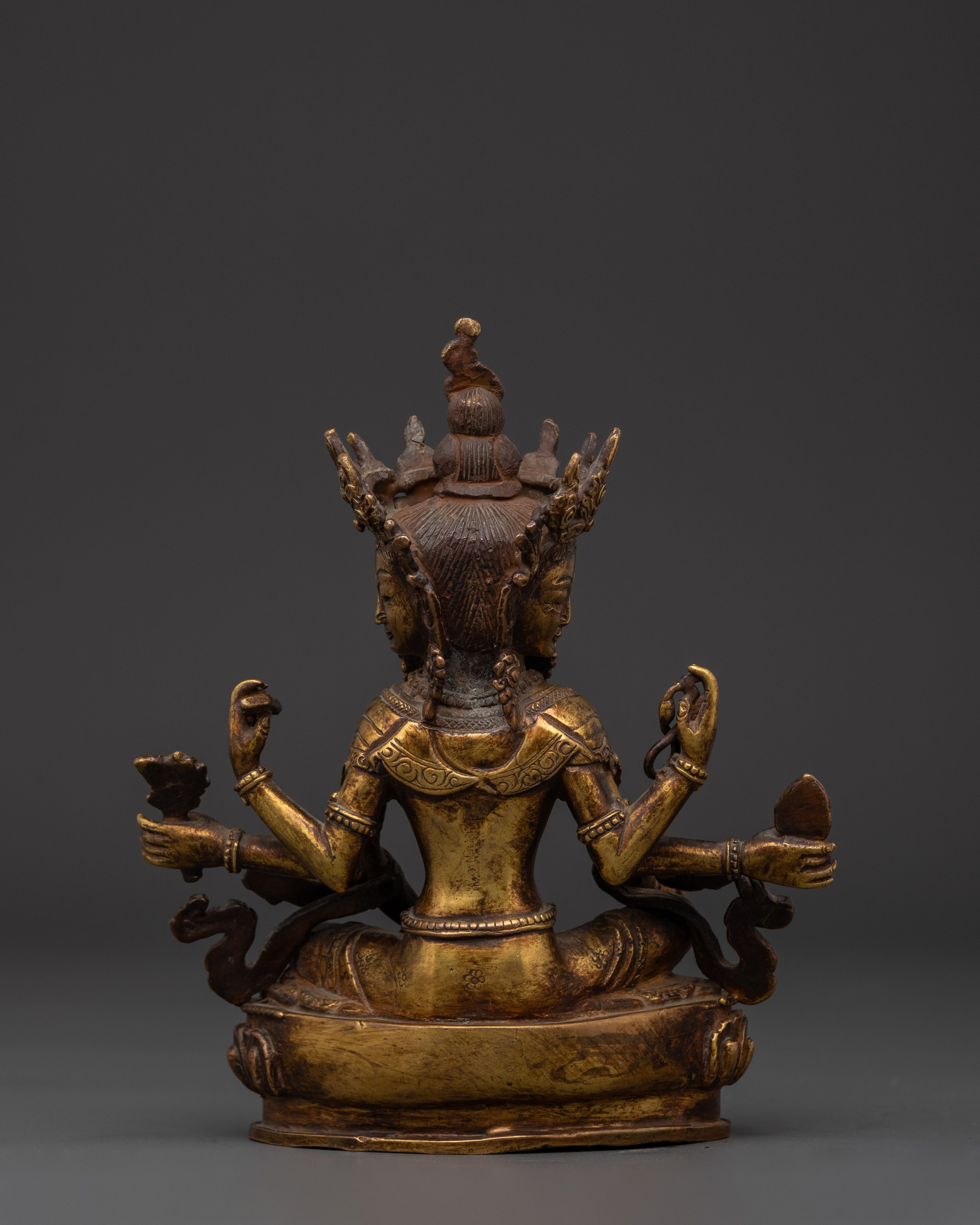 Gold Plated Vasudhara Statue | Copper Tibetan Wealth Goddess Sculpture