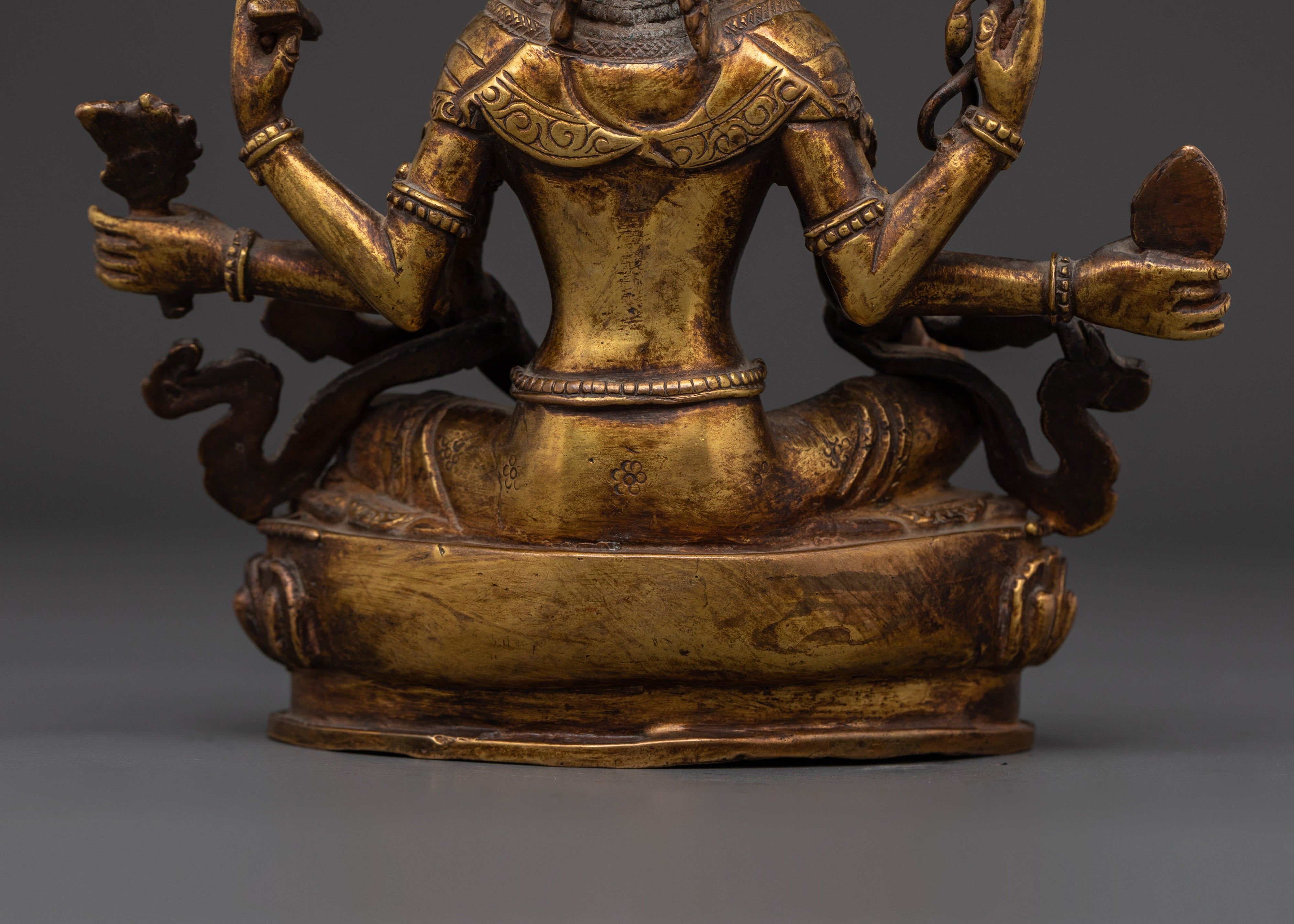 Gold Plated Vasudhara Statue | Copper Tibetan Wealth Goddess Sculpture