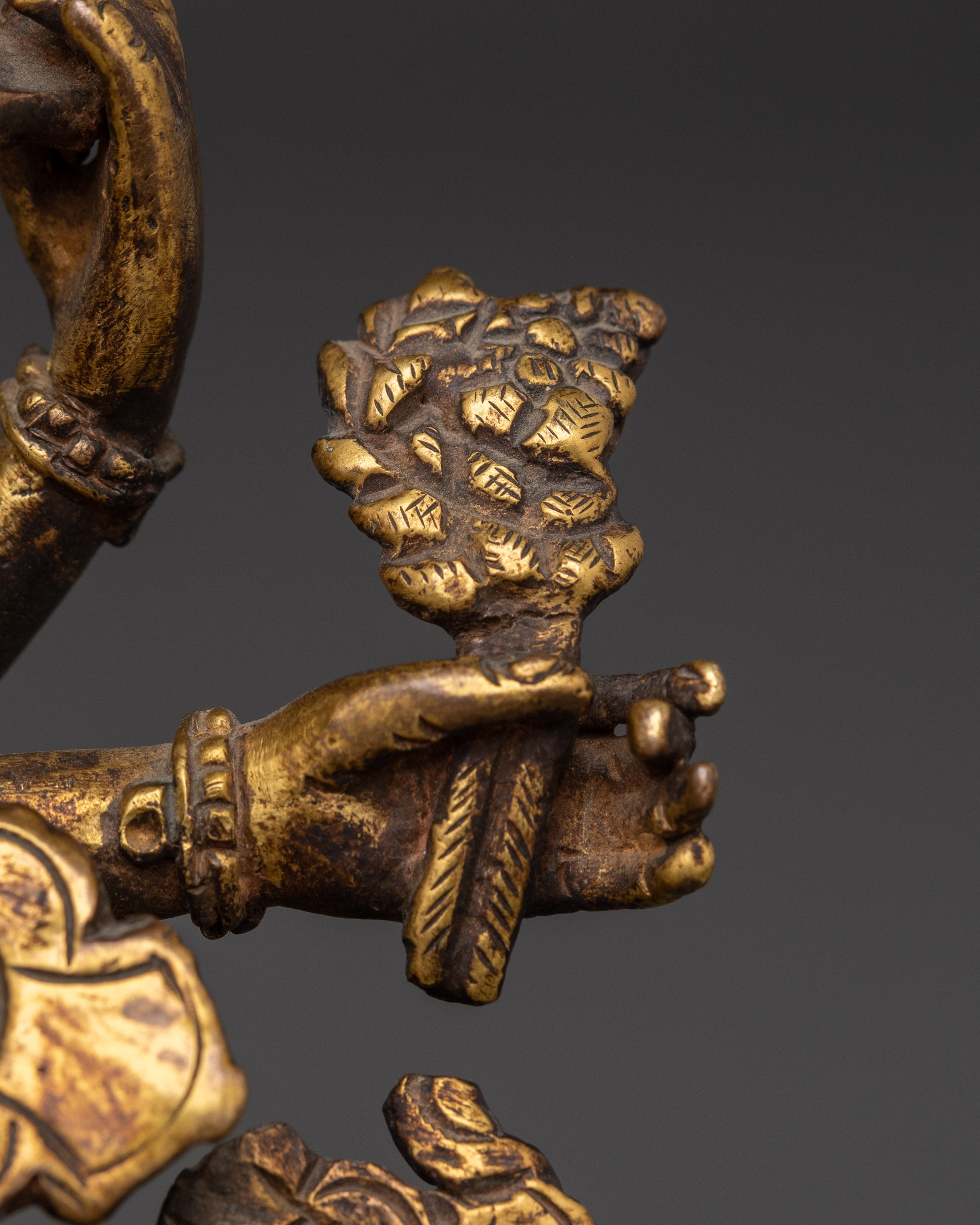 Gold Plated Vasudhara Statue | Copper Tibetan Wealth Goddess Sculpture
