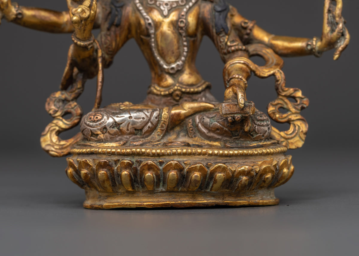 Maha Manjushri Copper Statue | Tibetan Bodhisattva of Wisdom with Sword and Book