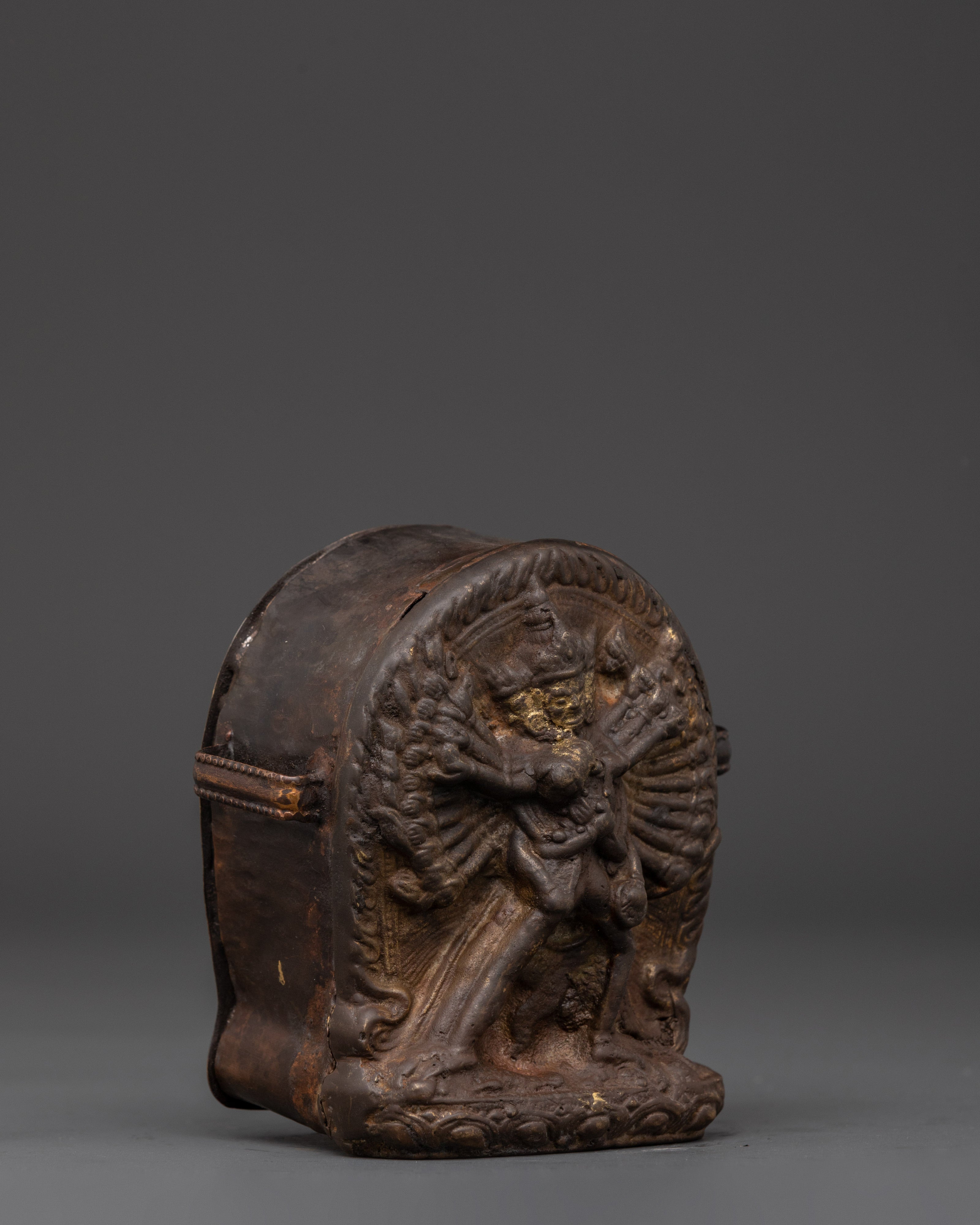 Handmade Tibetan Ghau Box with Chakrasamvara Yab-Yum Deity
