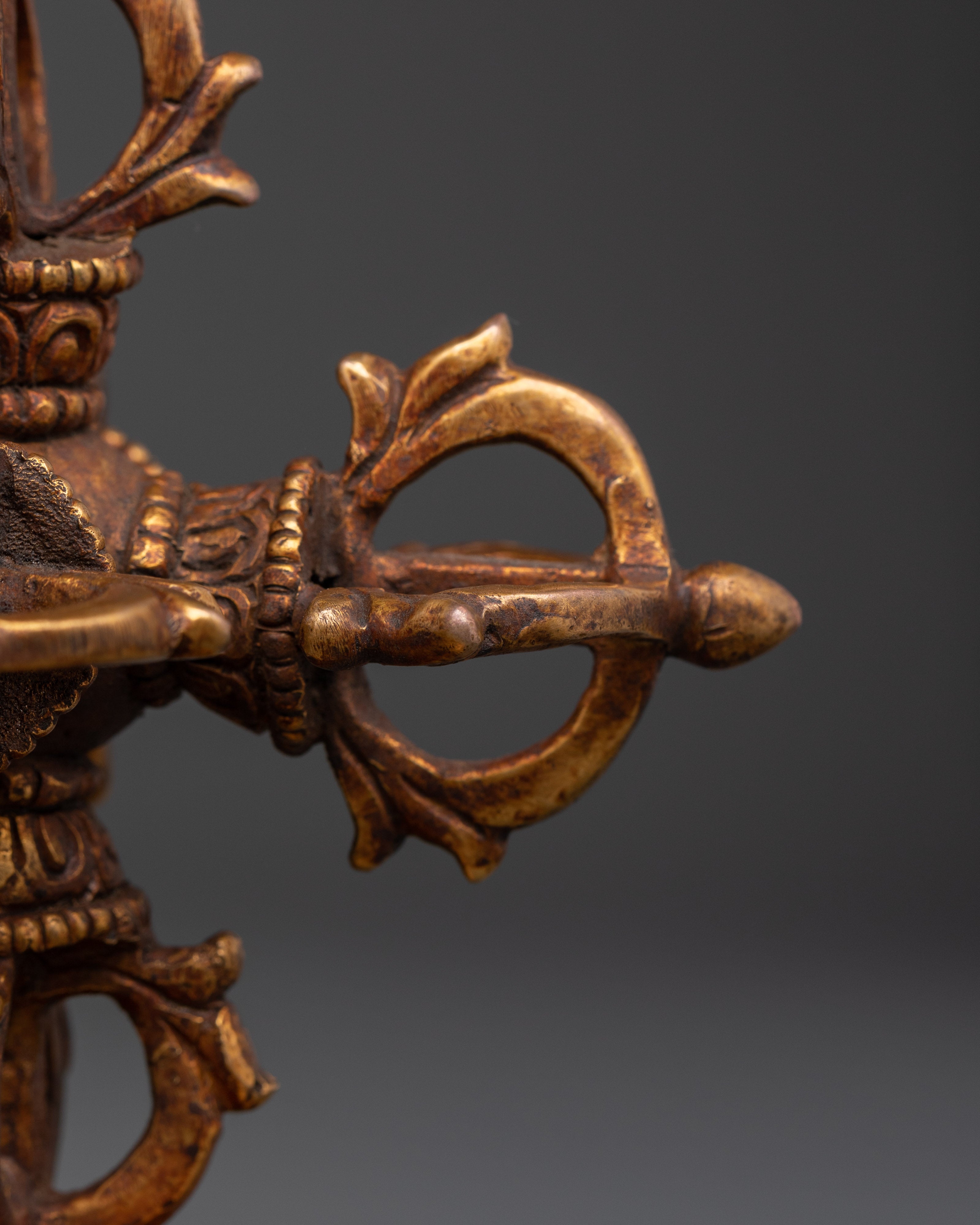 Handmade Tibetan Double Vajra | Gold Oxidized Bishwo Vajra Ritual Tool