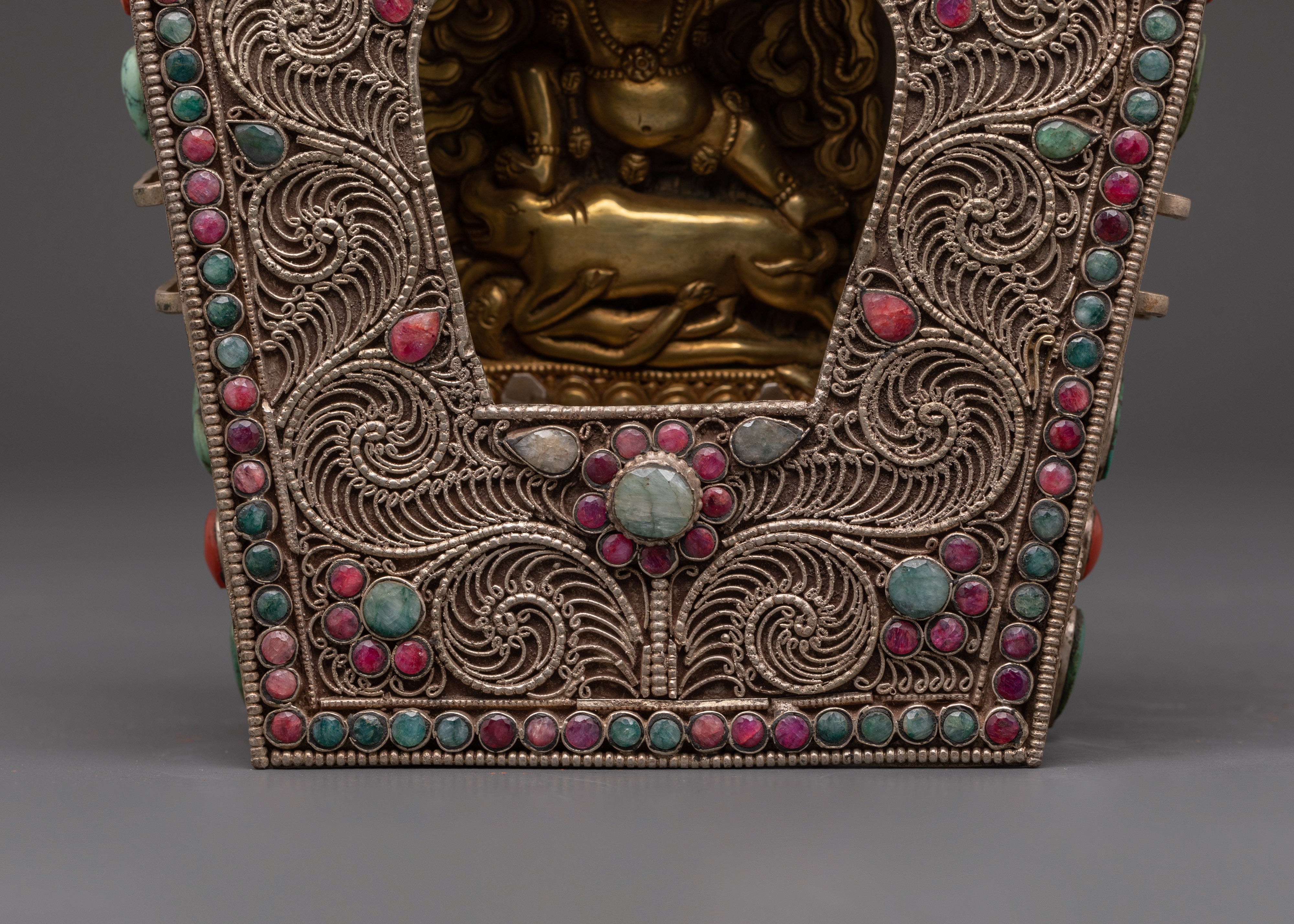 Ghau Box with Yamantaka Figurine | Sacred Tibetan Ritual Box
