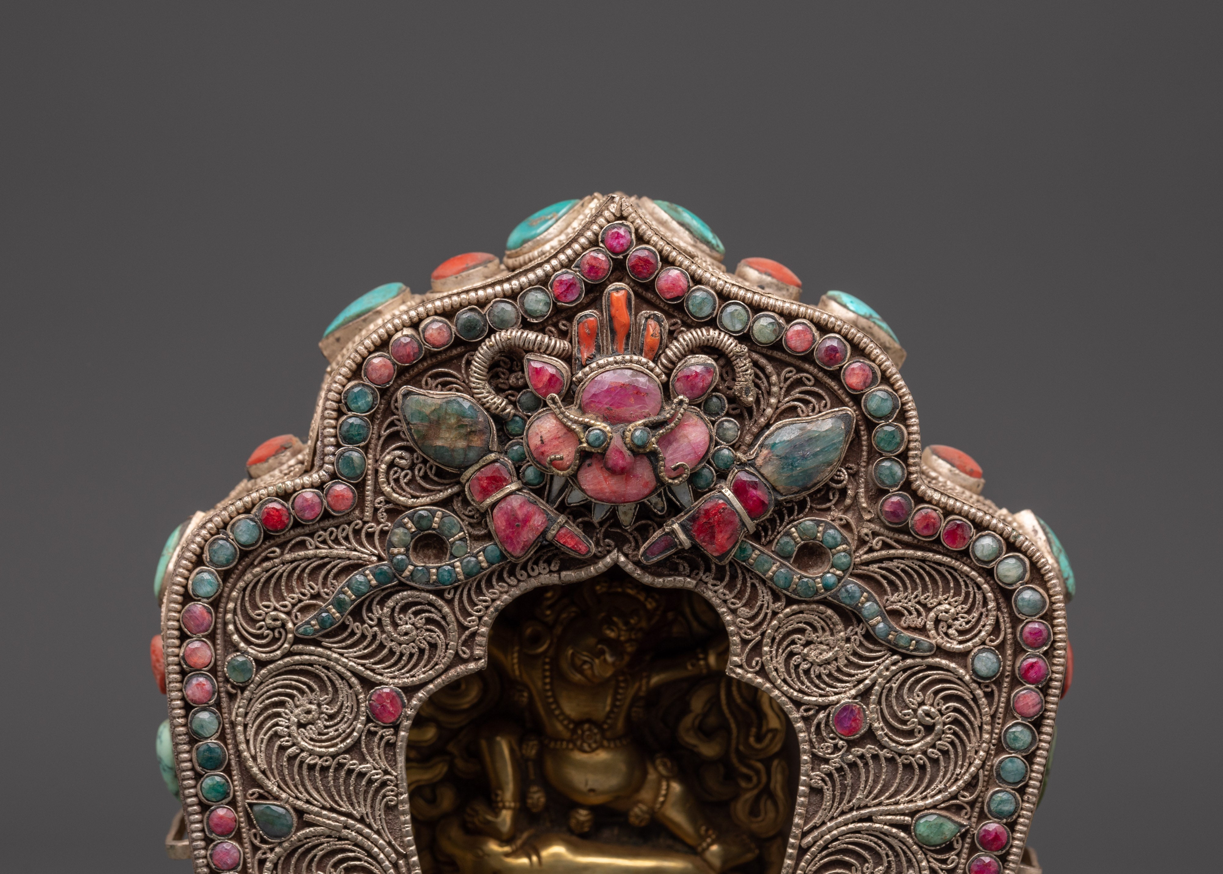 Ghau Box with Yamantaka Figurine | Sacred Tibetan Ritual Box