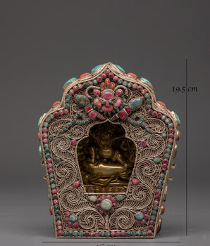Ghau Box with Yamantaka Figurine | Sacred Tibetan Ritual Box