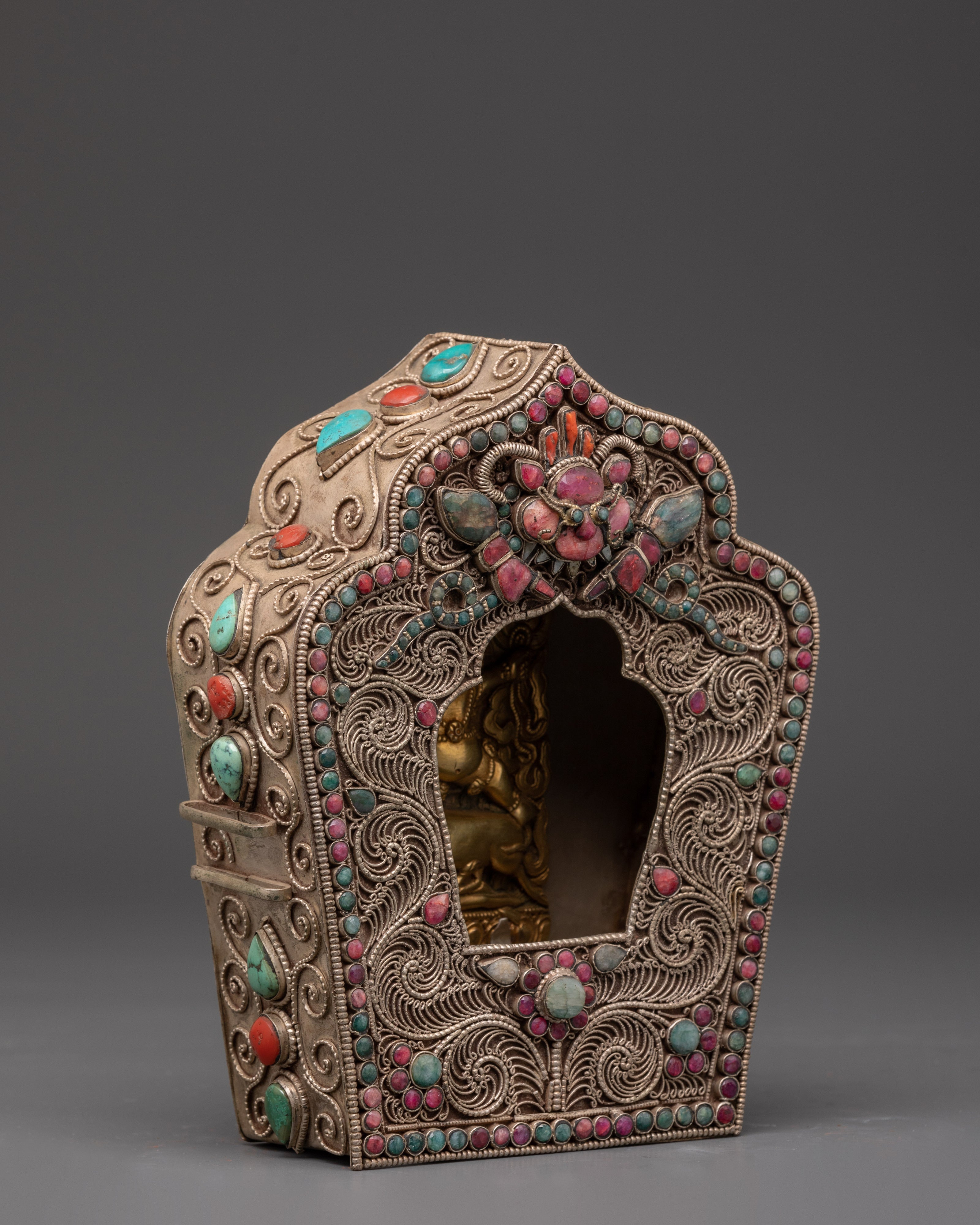 Ghau Box with Yamantaka Figurine | Sacred Tibetan Ritual Box