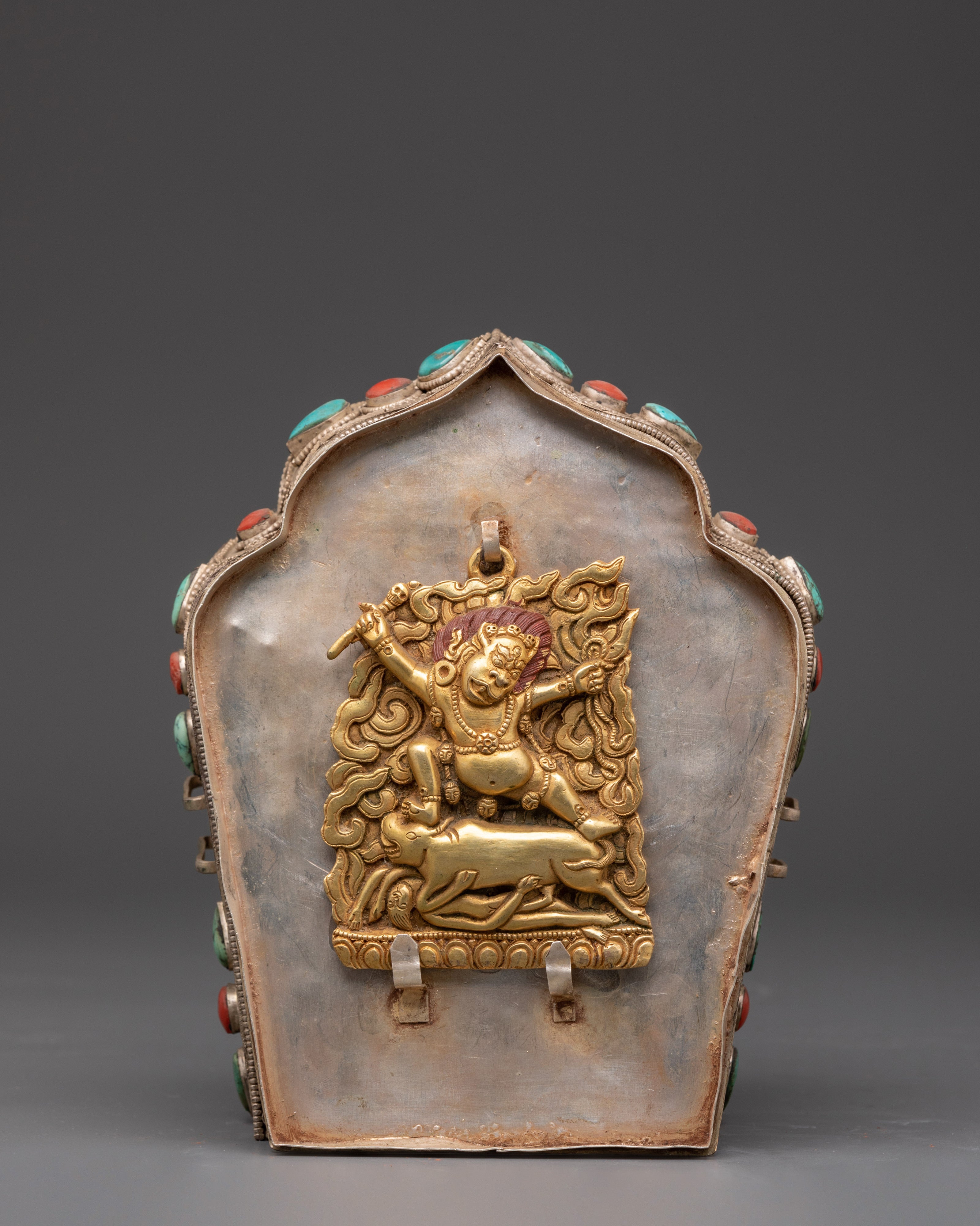 Ghau Box with Yamantaka Figurine | Sacred Tibetan Ritual Box